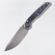Remette RT-ONE Integral - Beadblast Titanium w/ Blue Shred Carbon Fiber Inlays - Pearlescent M390 - ONEA2
