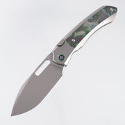 Remette Orca - Beadblast Titanium w/ Kelp Bed Camo Carbon Inlays & Green Pivot Collars - Pearlescent M390 - ORCAKD