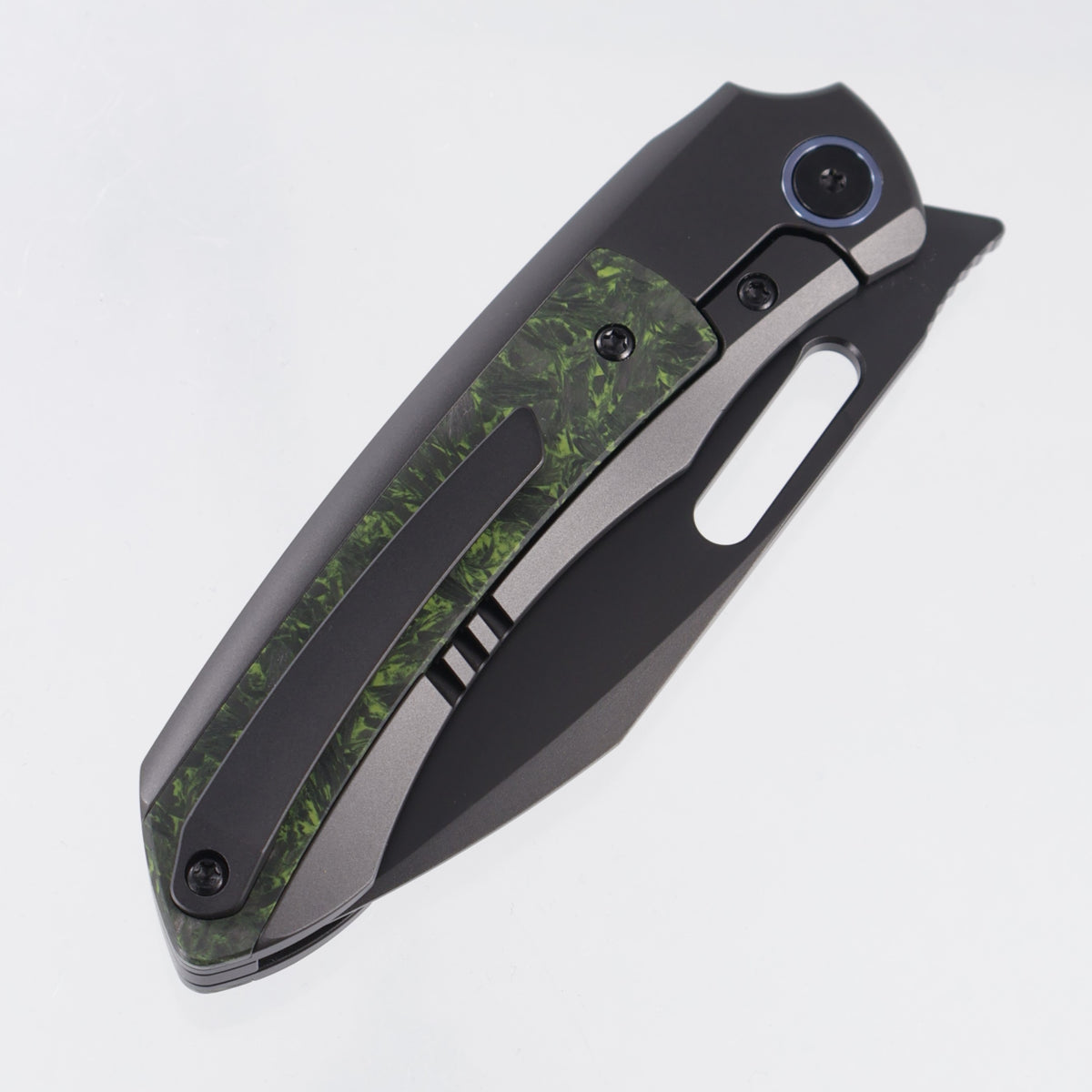 Remette Orca - Black Titanium w/ Luminous Carbon Fiber Inlays & Blue Pivot Collars - DLC M390 - ORCALS