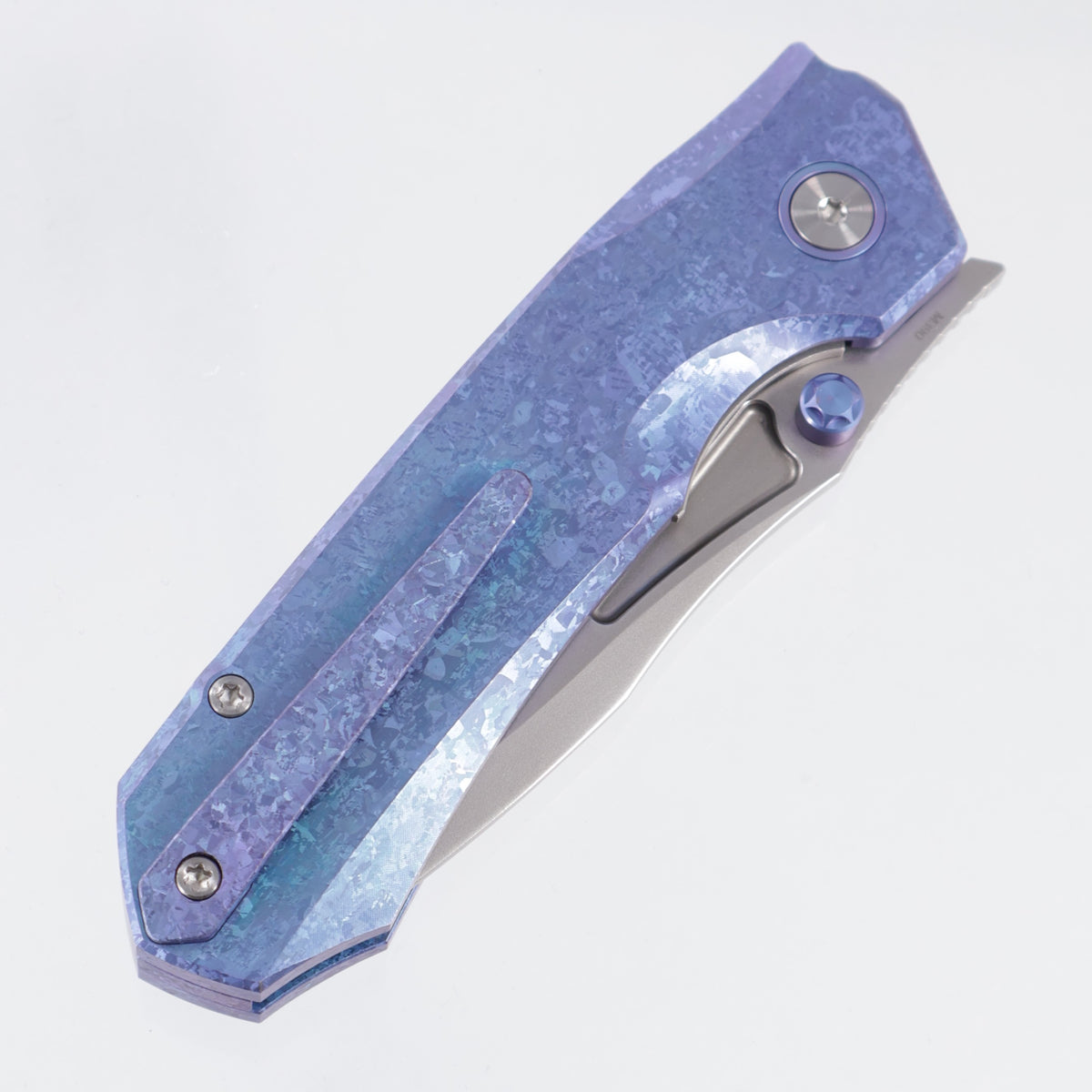 Remette Rhino - Blue Crystalized Titanium w/ Blue Accents - Pearlescent M390 - RNTB3