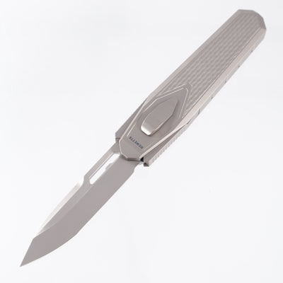 Remette Swordfish Tanto - Divot Millled Titanium w/ Twill Carbon Fiber Inlay - Pearlescent M390 - ZL101A1