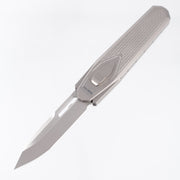 Remette Swordfish Tanto - Divot Millled Titanium w/ Red,White & Blue Carbon Fiber Inlay - Pearlescent M390 - ZL101A3