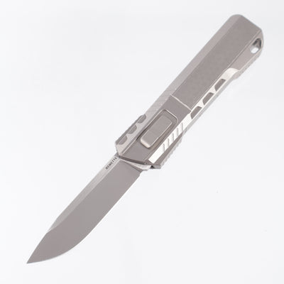 Remette Sharp Leopard - 3D Chevron Millled Titanium w/ Yellow Shred Carbon Fiber Inlay - Pearlescent M390 - ZL301A