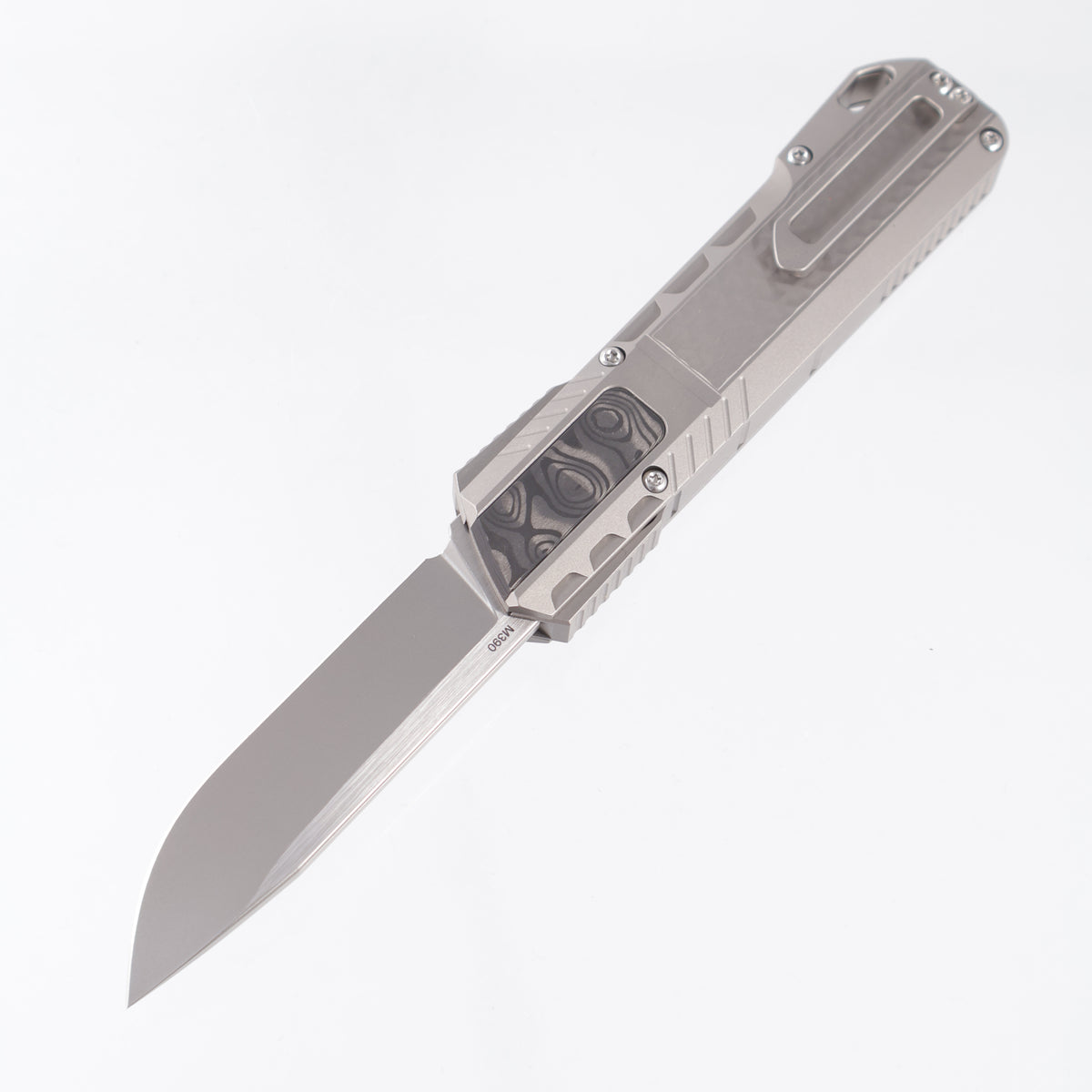 Remette Sharp Leopard - 3D Chevron Millled Titanium w/ Raindrop Carbon Fiber Inlay - Pearlescent M390 - ZL301E