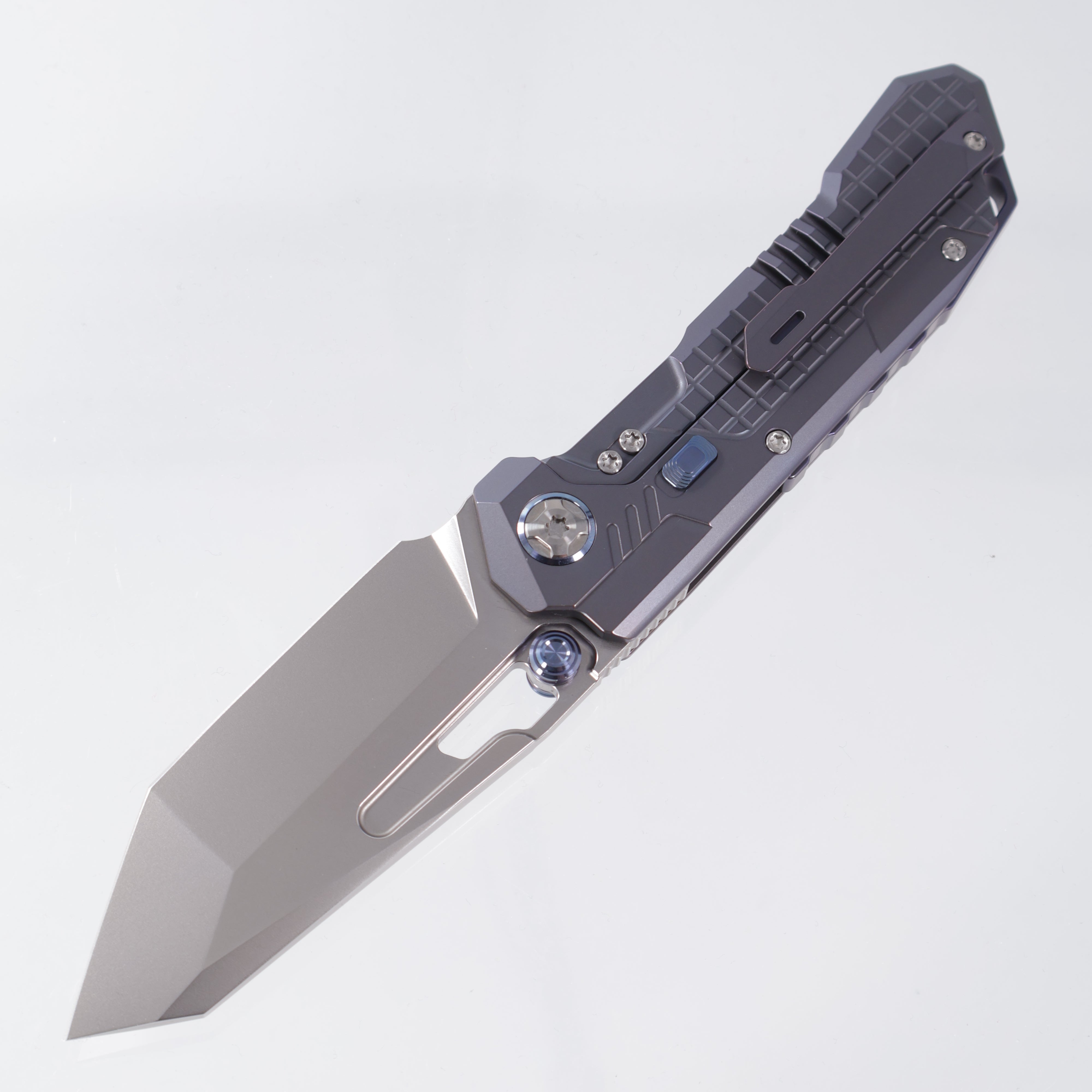 Remette Cool Leopard - Blue Frag Titanium - Tanto M390 Pearlescent Stonewash - RTKS-L