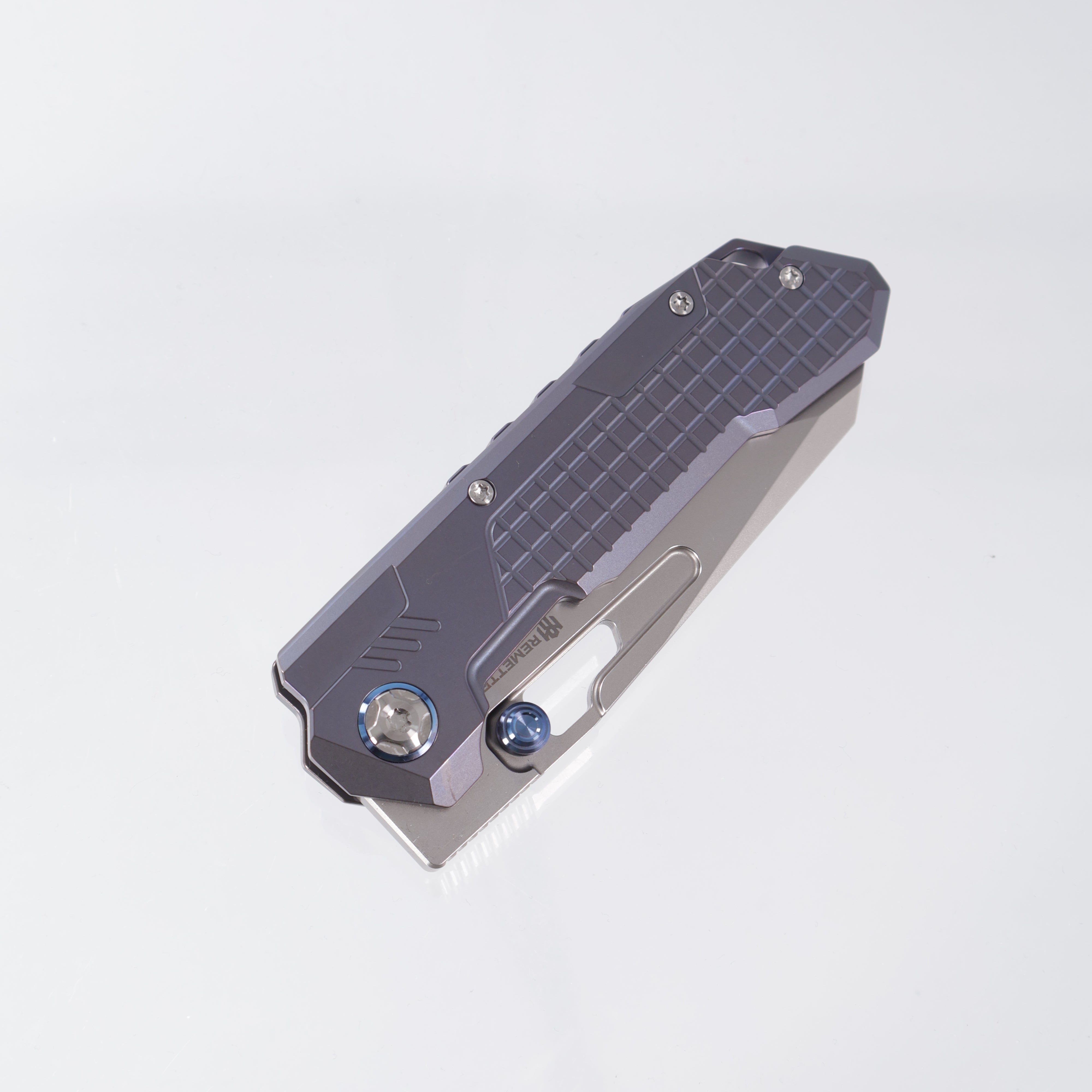 Remette Cool Leopard - Blue Frag Titanium - Tanto M390 Pearlescent Stonewash - RTKS-L