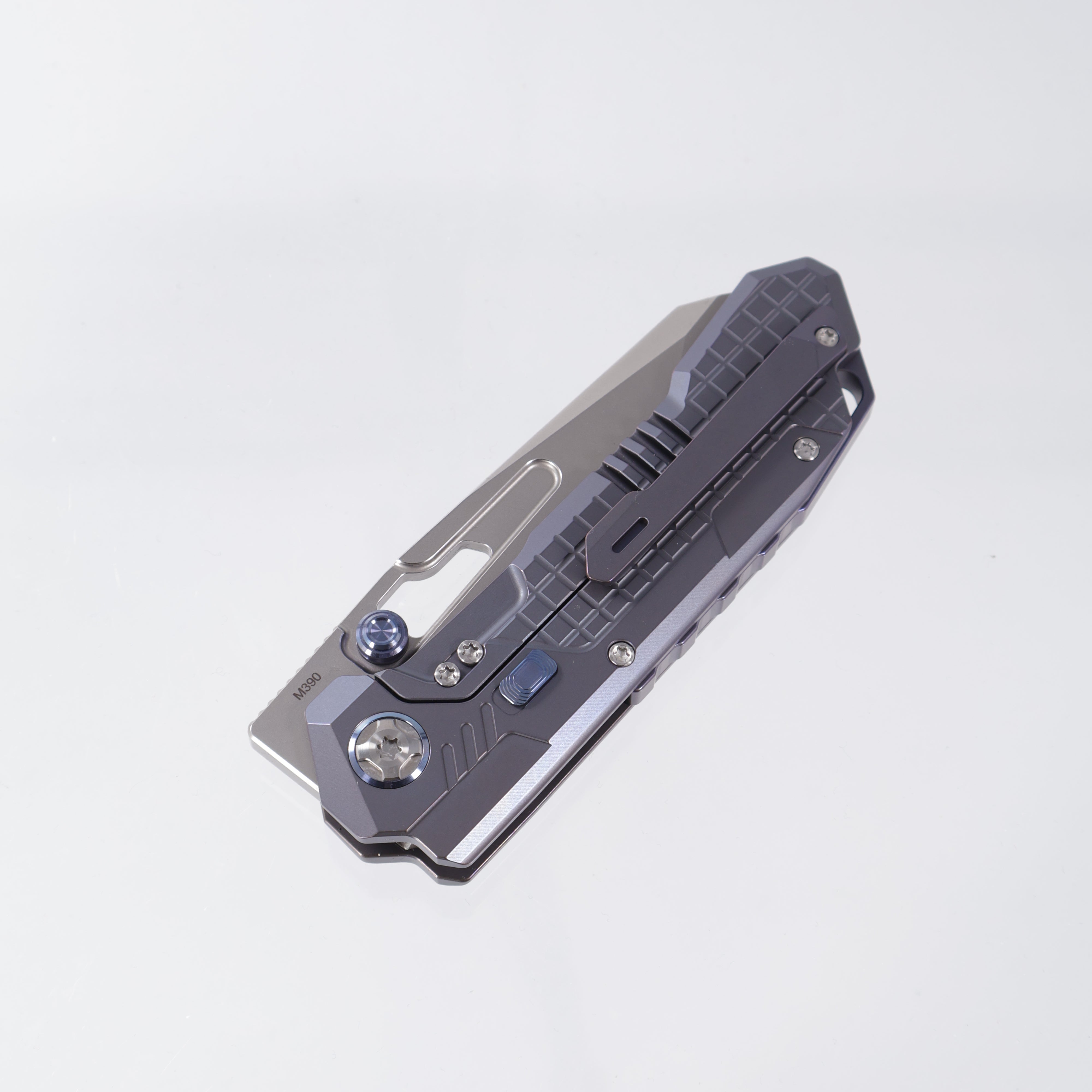 Remette Cool Leopard - Blue Frag Titanium - Tanto M390 Pearlescent Stonewash - RTKS-L