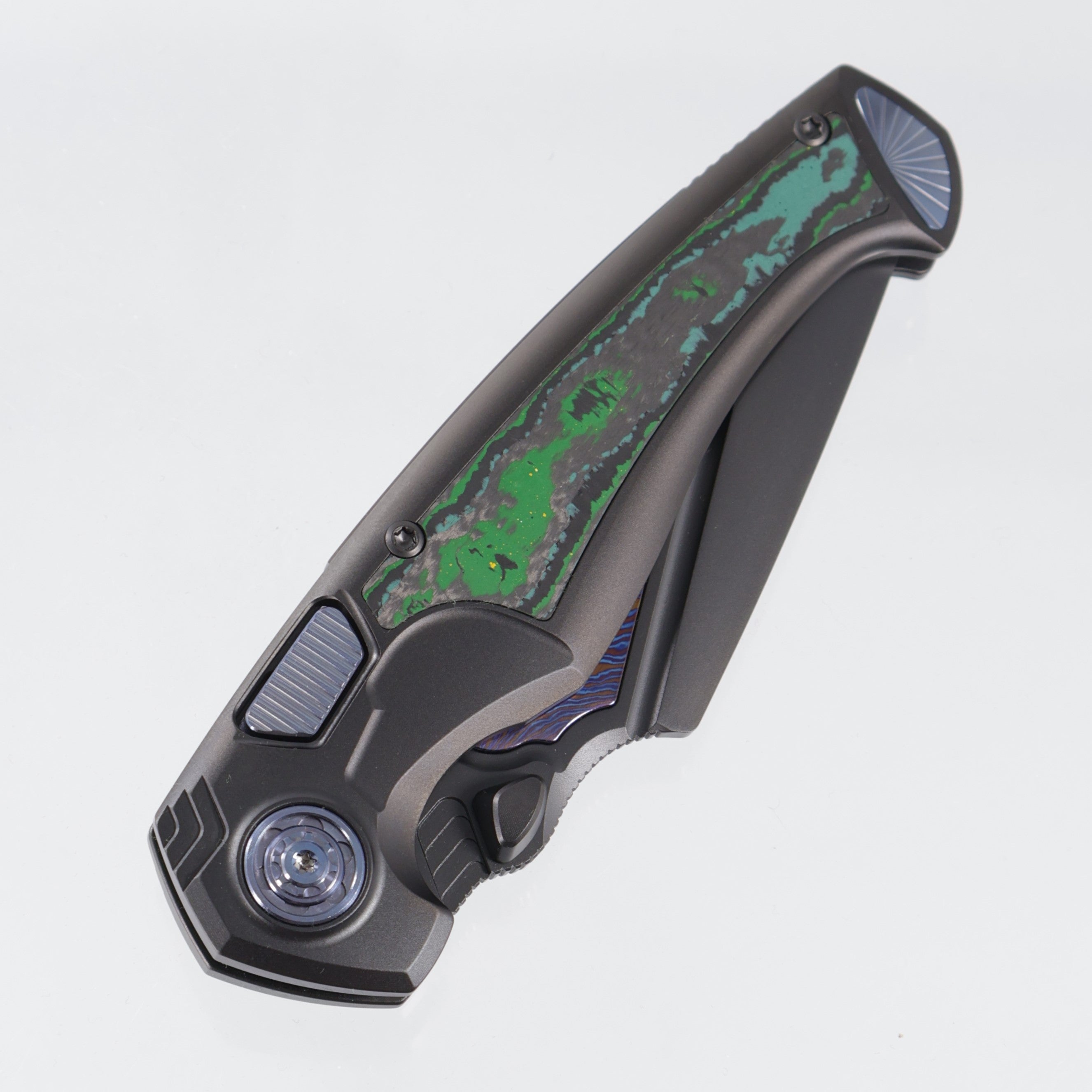 Remette Scepter - DLC Titanium w/ Kelp Bed Camo Carbon Inlays & Blue Hardware - DLC M390 w/ Timascus Inlays - SCPT-E