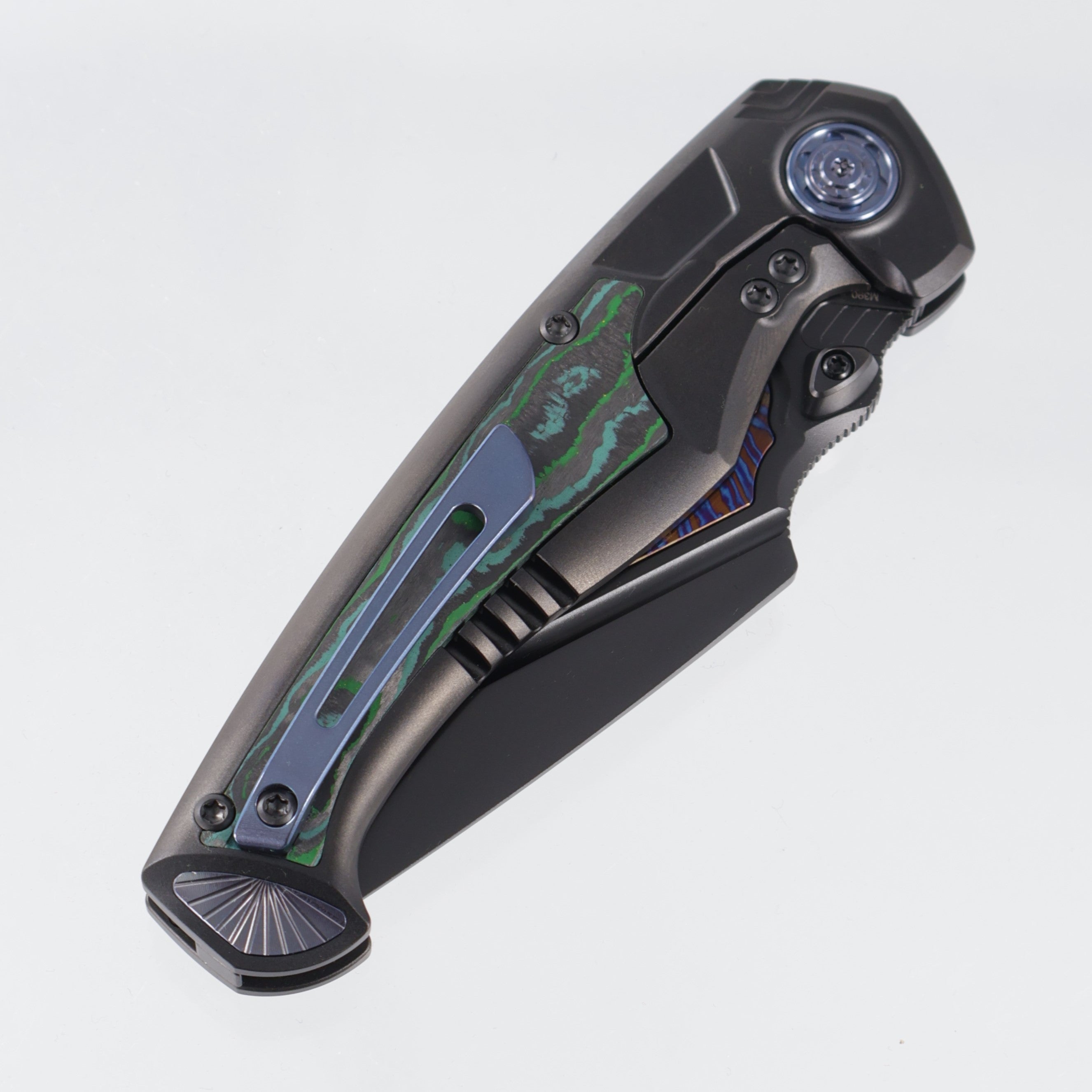 Remette Scepter - DLC Titanium w/ Kelp Bed Camo Carbon Inlays & Blue Hardware - DLC M390 w/ Timascus Inlays - SCPT-E