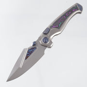 Remette Scepter - Pearlescent Titanium w/ Jazzy Camo Carbon Inlays & Blue Hardware - Pearlescent M390 w/ Timascus Inlays - SCPT-C