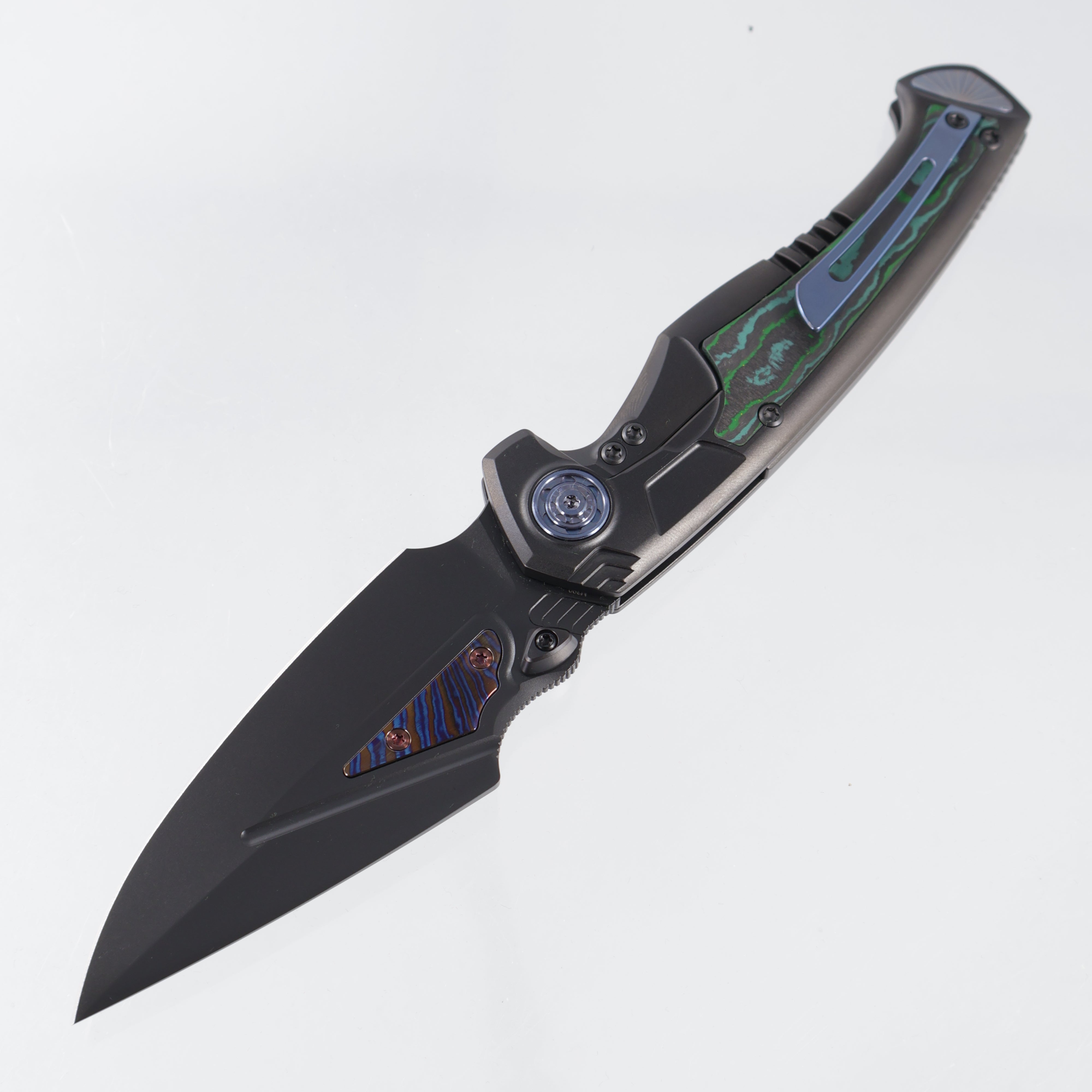 Remette Scepter - DLC Titanium w/ Kelp Bed Camo Carbon Inlays & Blue Hardware - DLC M390 w/ Timascus Inlays - SCPT-E