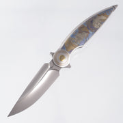 Rike Viper 2 Integral One Off - Laser Engraved Titanium Chassis w/ Lightning Strike Clip - Dual Hollow Grind M398