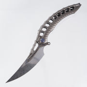 Rike Alien 4 + Pen Tool - Gray Titanium w/ Blue Hardware - Damasteel - RK-12261-1