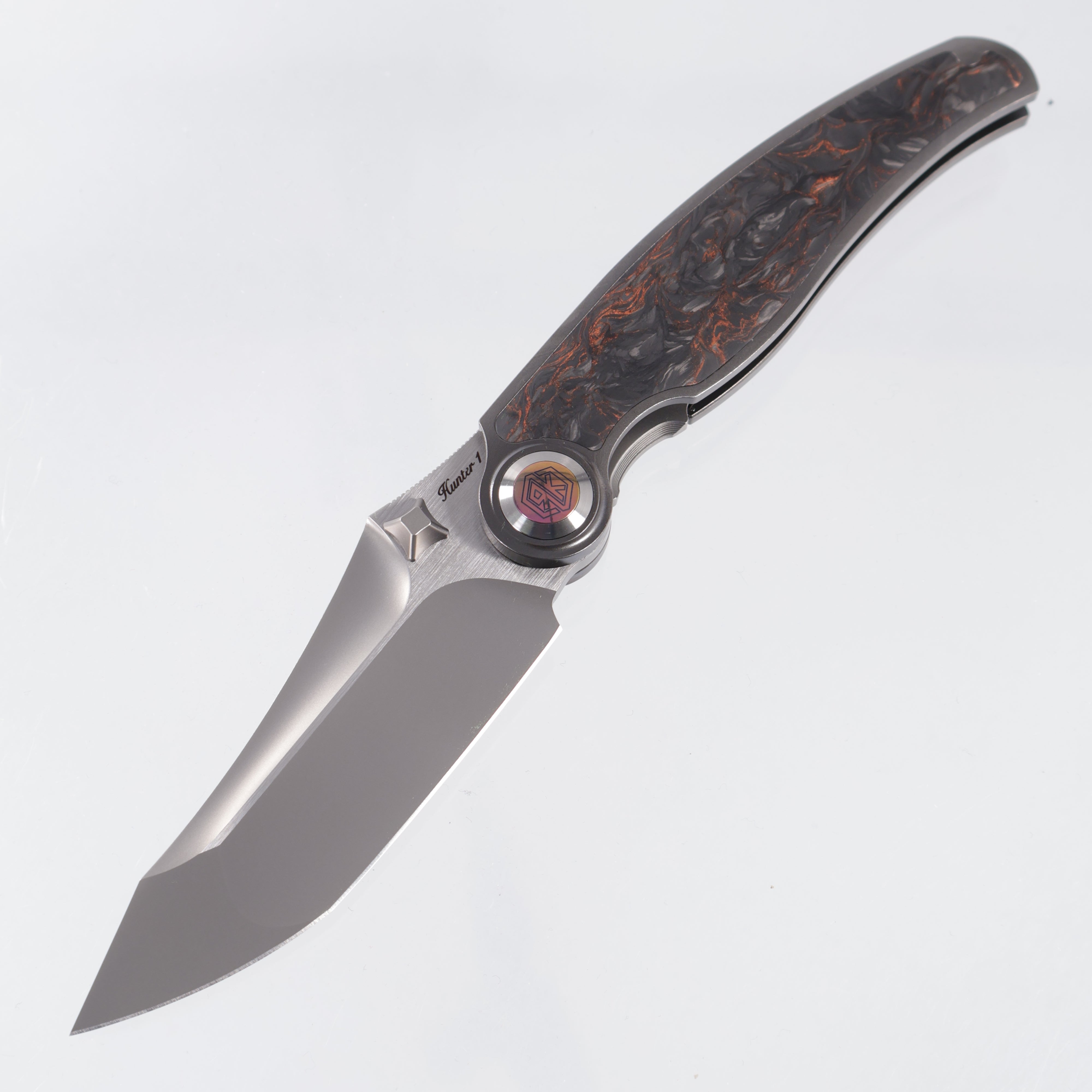 Rike Hunter 1 - Dark Gray Titanium w/ Orange Carbon Fiber - Pearlescent S90V - DG/OCF