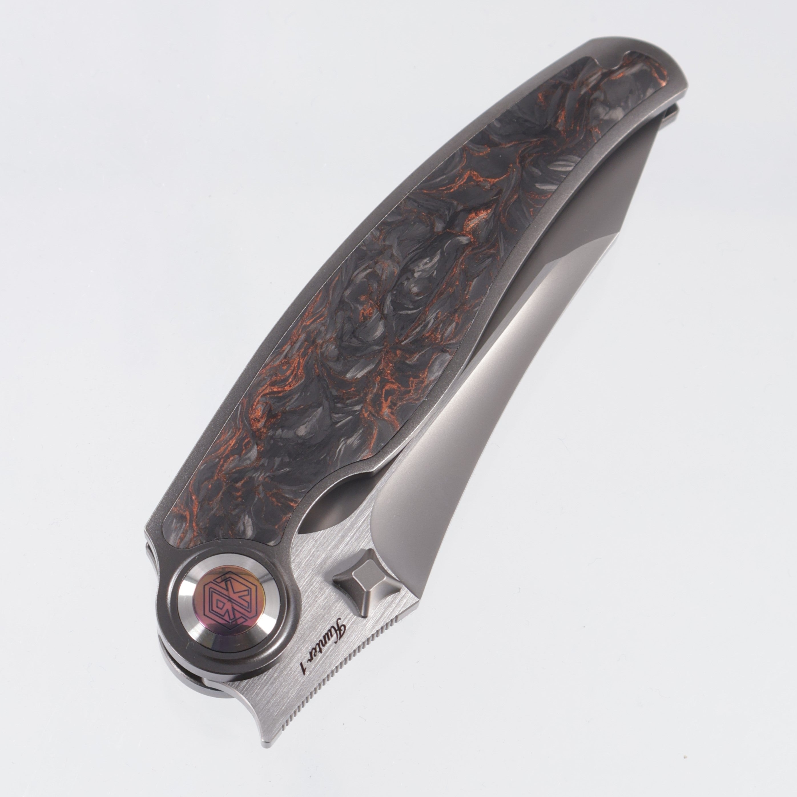 Rike Hunter 1 - Dark Gray Titanium w/ Orange Carbon Fiber - Pearlescent S90V - DG/OCF