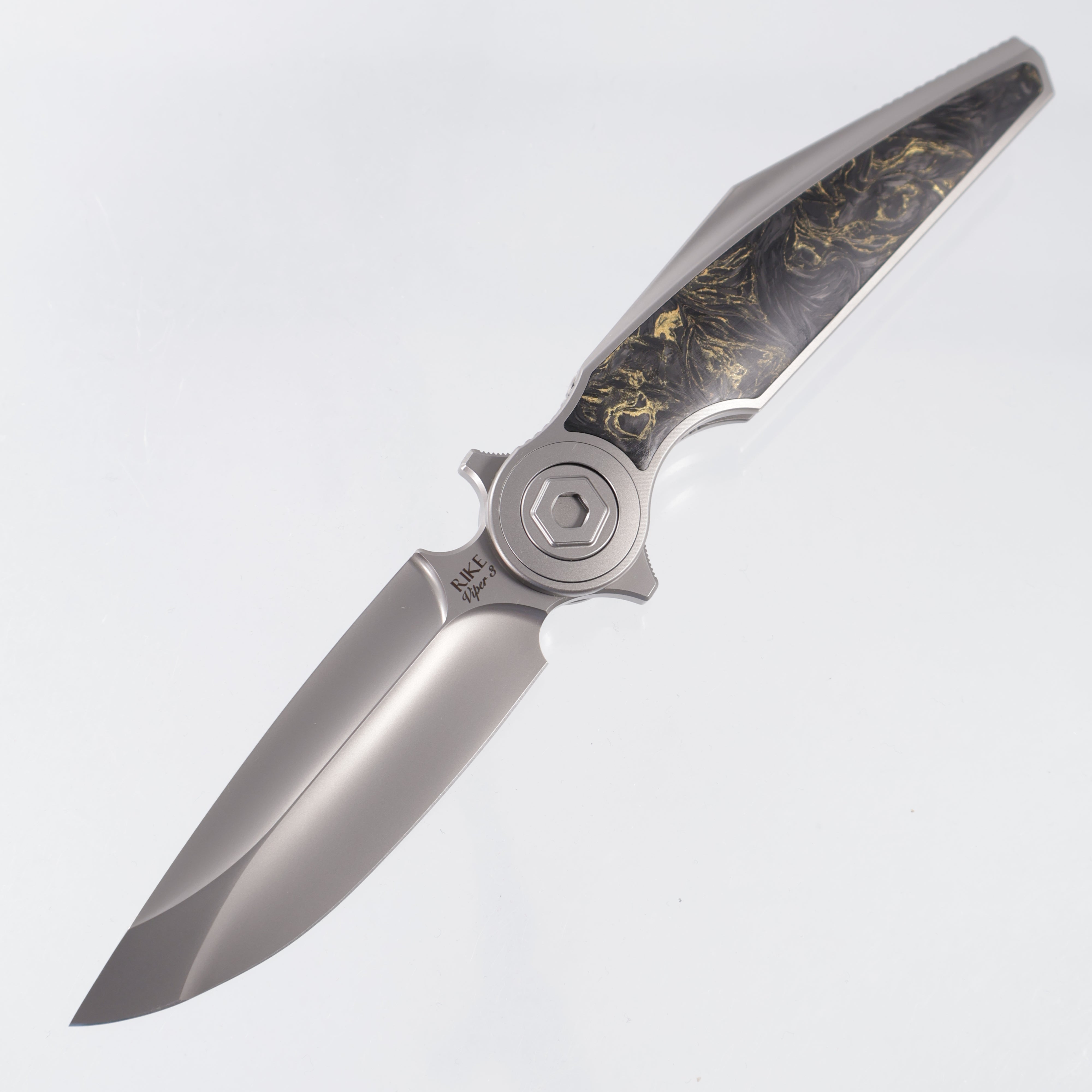 Rike Viper 3 V2 Integral - Plain Titanium w/ Gold Carbon Fiber - Pearlescent M398 - P/GCF