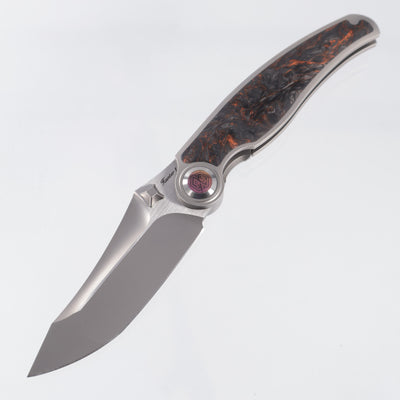 Rike Hunter 1 - Plain Titanium w/ Orange Carbon Fiber - Pearlescent S90V - P/OCF