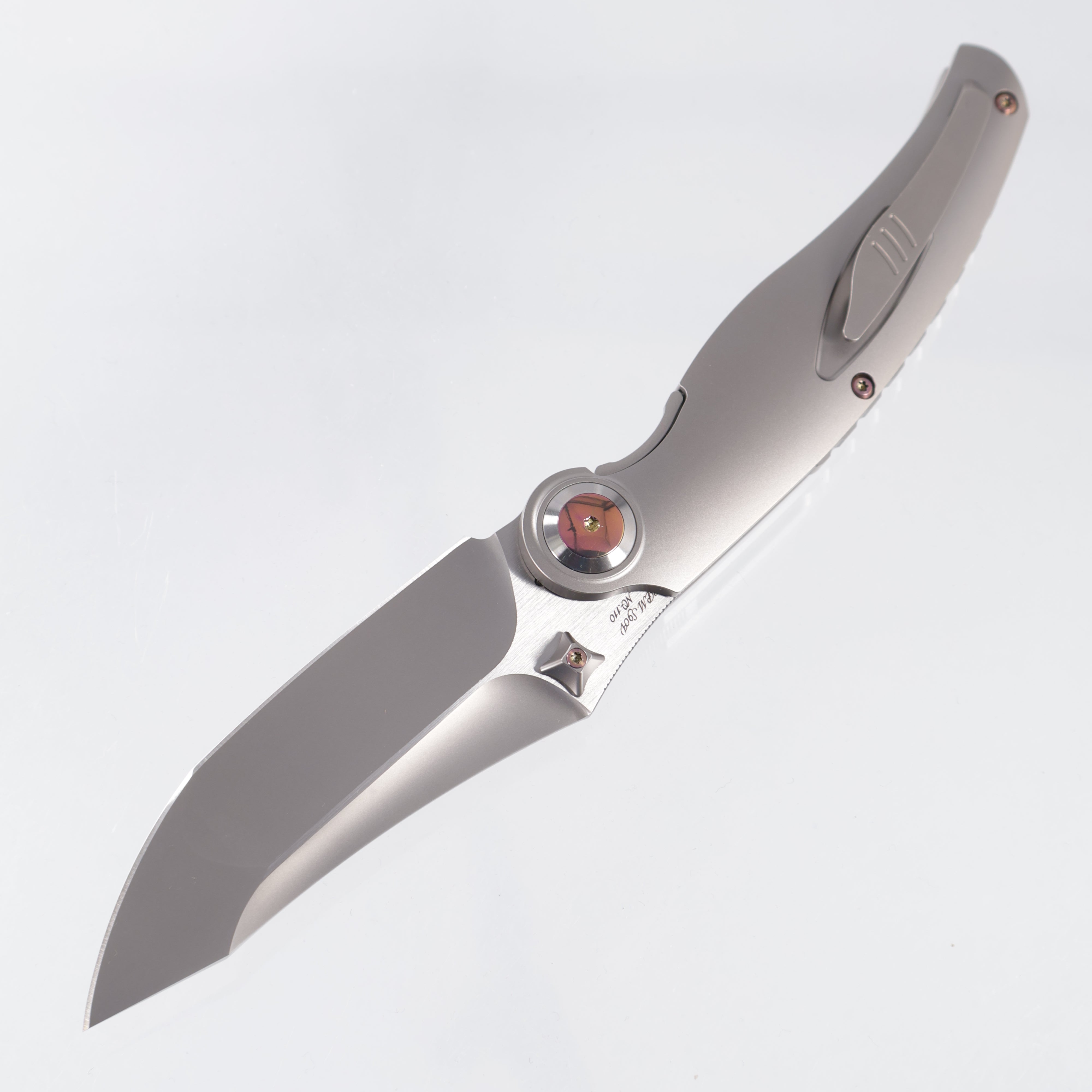 Rike Hunter 1 - Plain Titanium w/ Orange Carbon Fiber - Pearlescent S90V - P/OCF