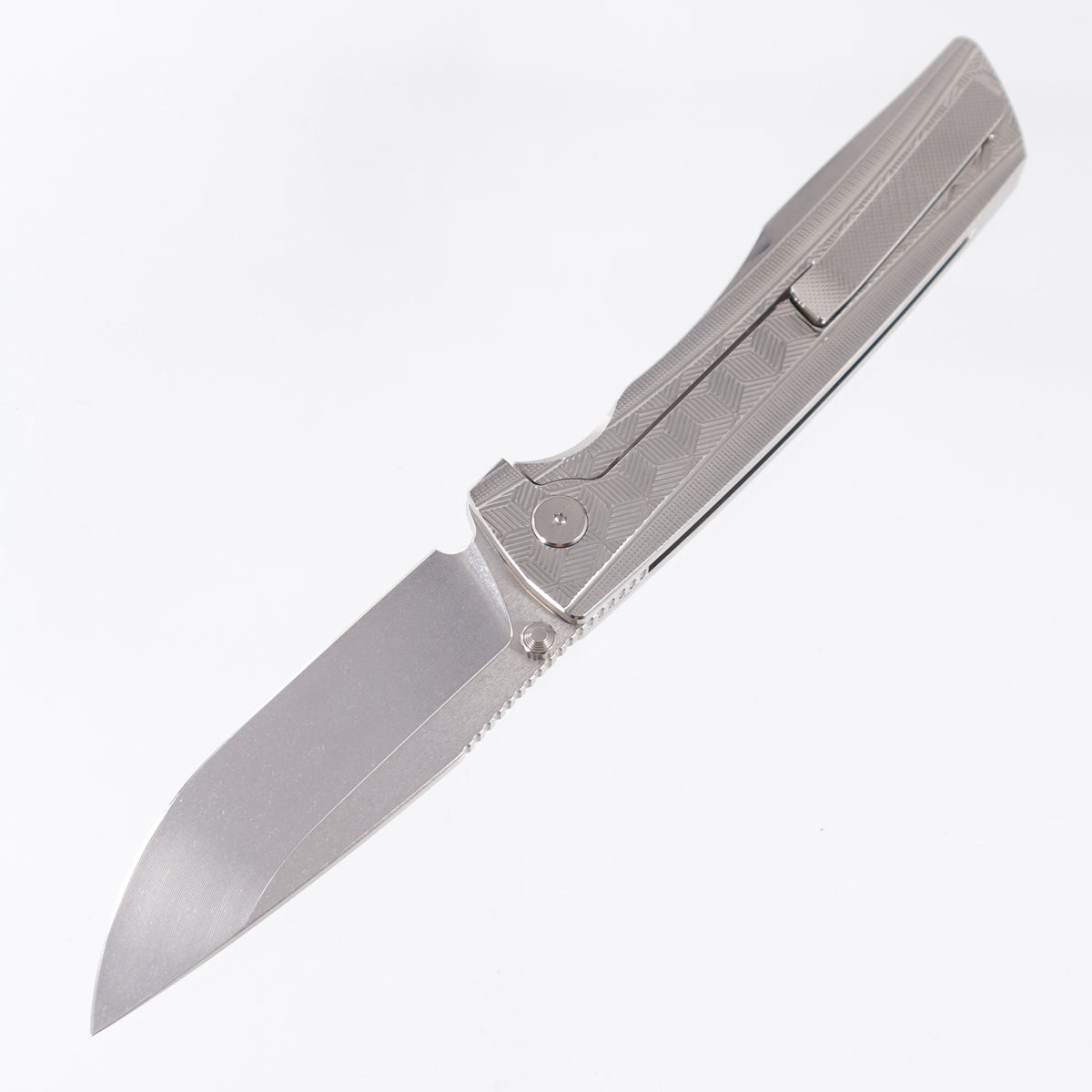 Rob Johnsons Hemlock Saltwater #146 - 3D Cubes Pattern Polished Titanium - Satin Stonewash Vanax