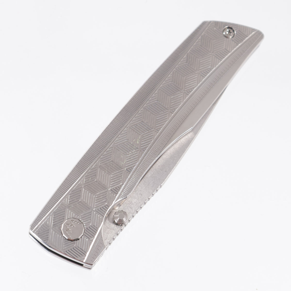 Rob Johnsons Hemlock Saltwater #146 - 3D Cubes Pattern Polished Titanium - Satin Stonewash Vanax