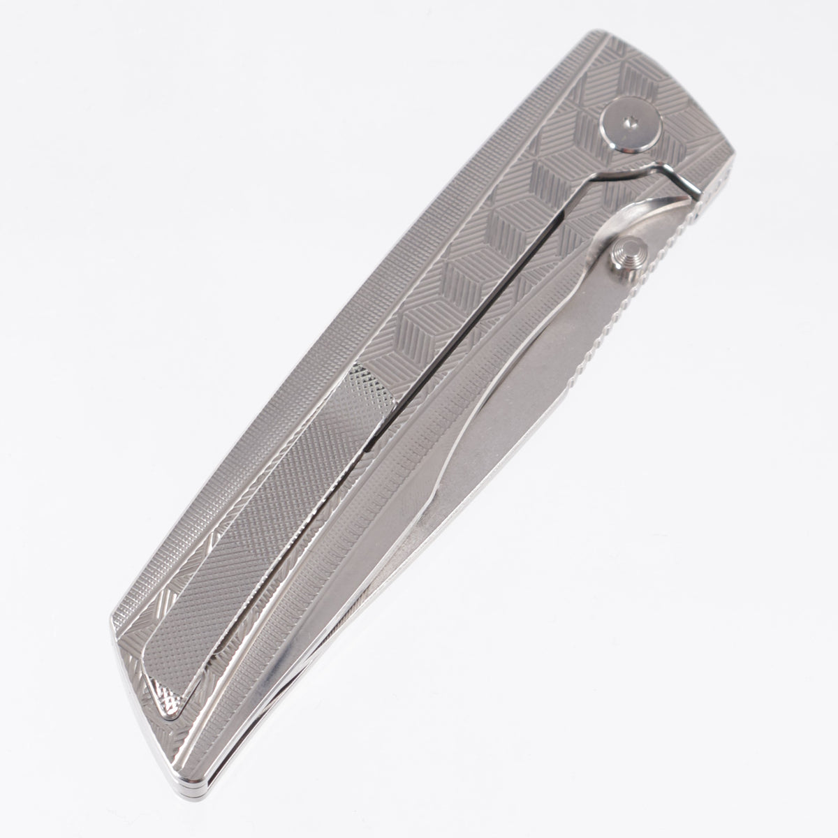 Rob Johnsons Hemlock Saltwater #146 - 3D Cubes Pattern Polished Titanium - Satin Stonewash Vanax