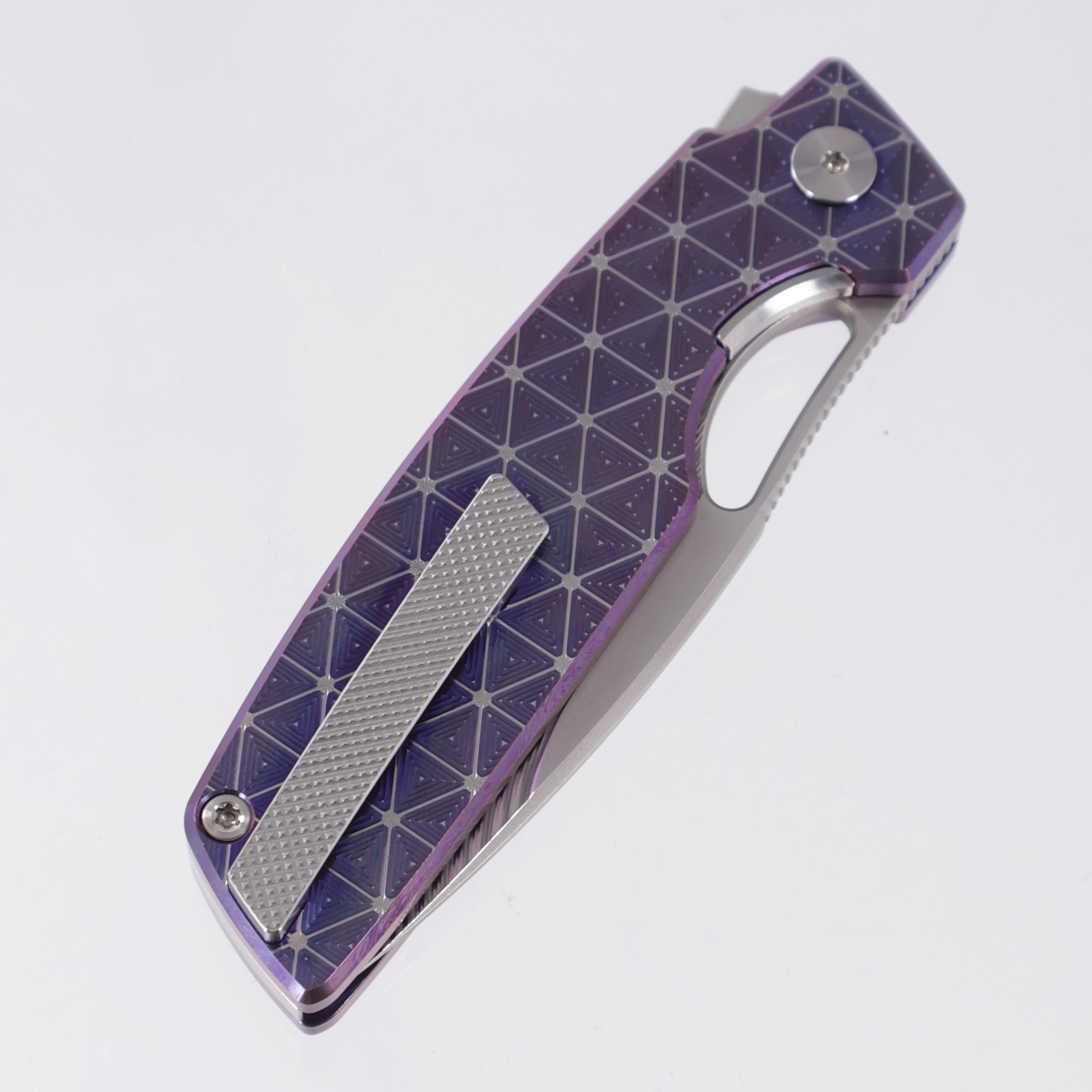 Rob Johnsons Cedar Mini #110 - Triangles Texture Ti w/ Blurple Ano - Drakkar Damasteel