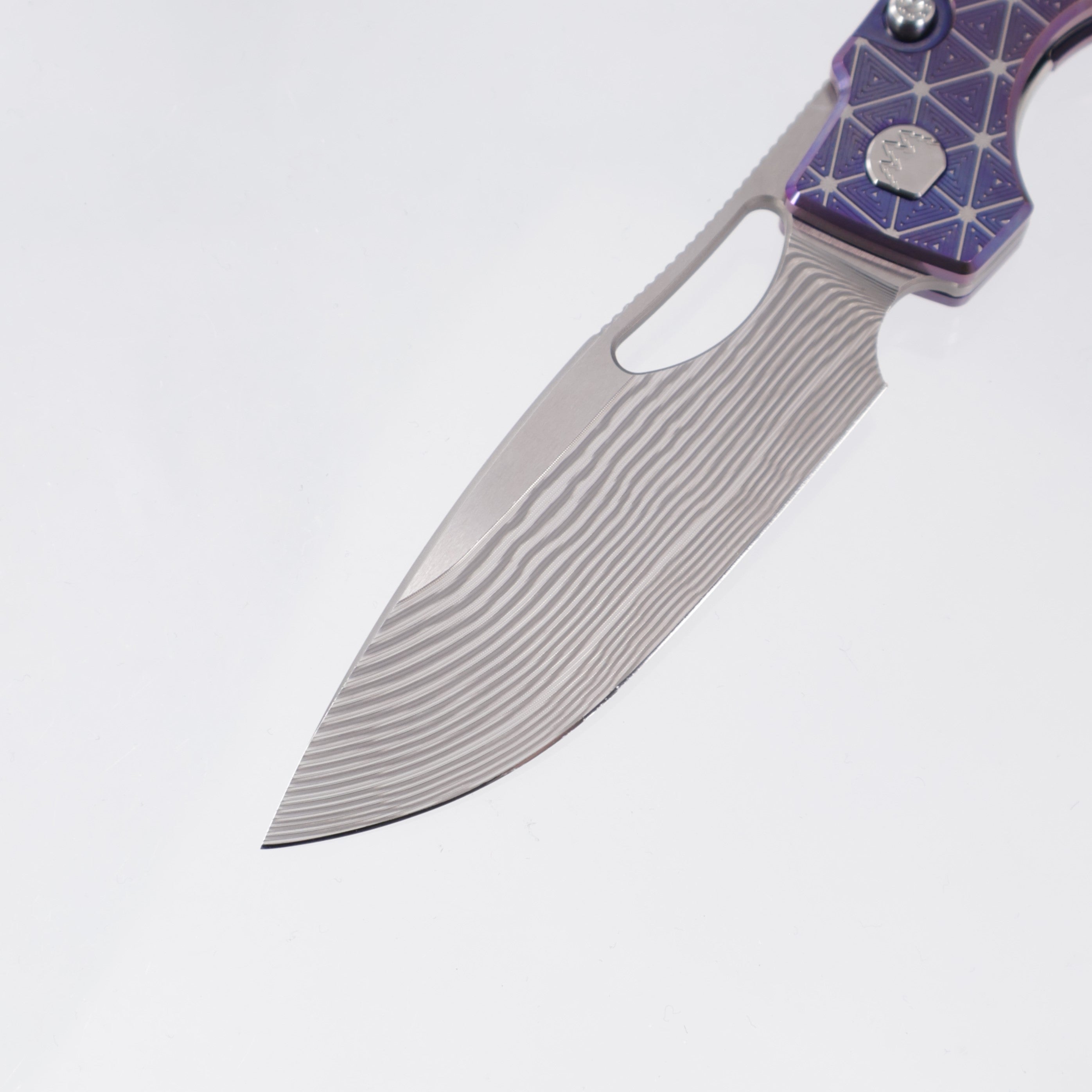 Rob Johnsons Cedar Mini #110 - Triangles Texture Ti w/ Blurple Ano - Drakkar Damasteel