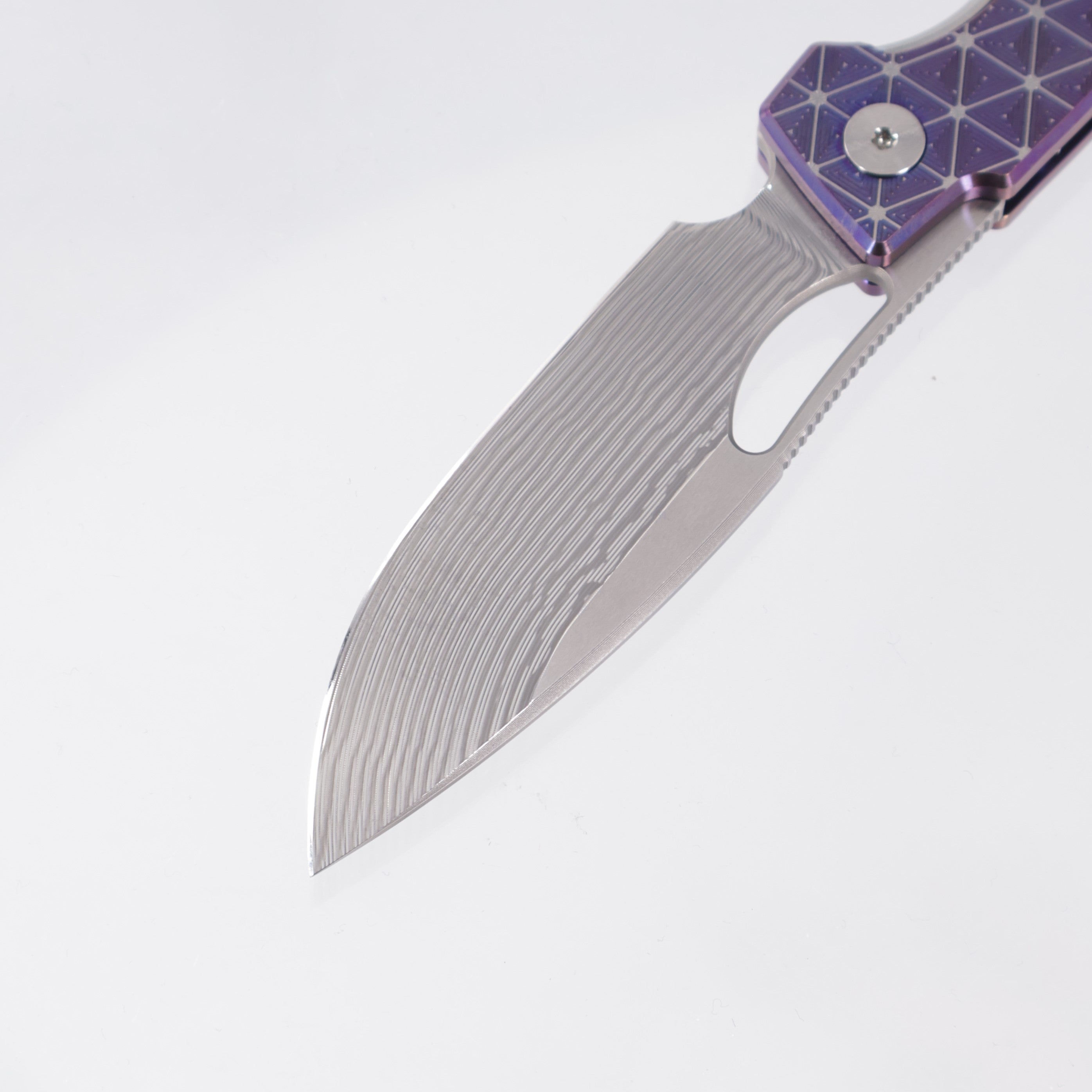 Rob Johnsons Cedar Mini #110 - Triangles Texture Ti w/ Blurple Ano - Drakkar Damasteel