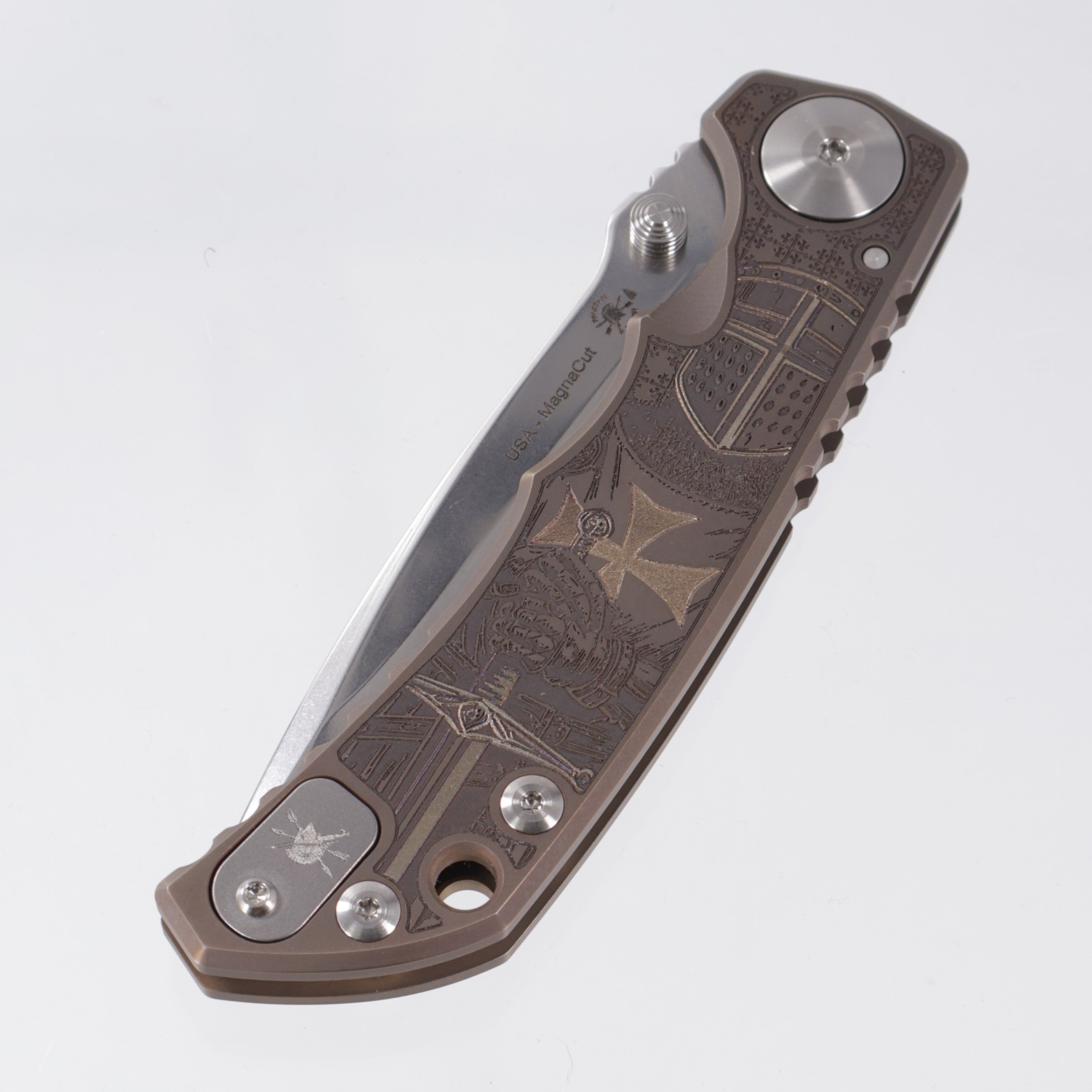 Spartan Blades Spartan-Harsey Folder - Templar Edition - Bronze Ano w/ Silver Hardware - Stonewash Magnacut