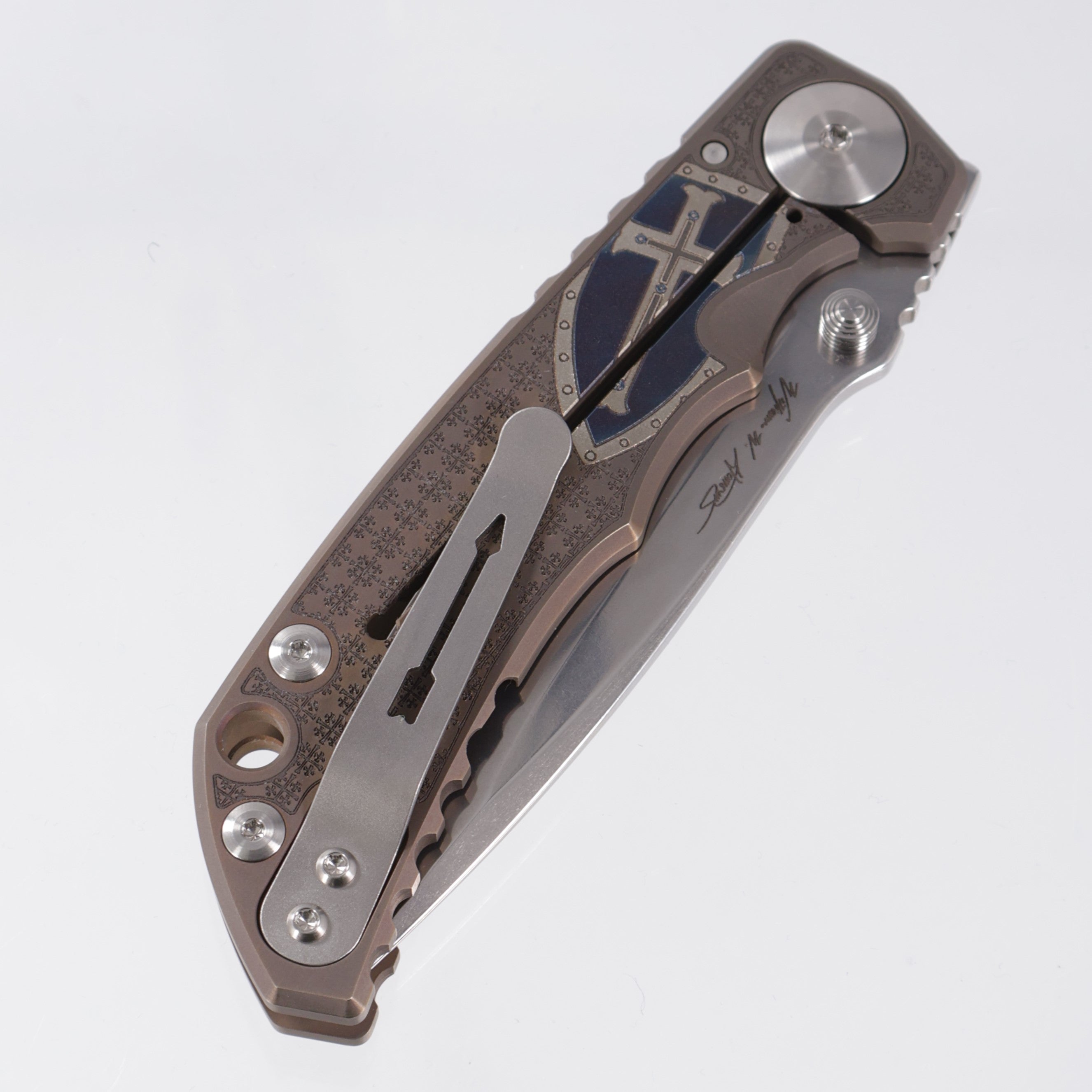 Spartan Blades Spartan-Harsey Folder - Templar Edition - Bronze Ano w/ Silver Hardware - Stonewash Magnacut