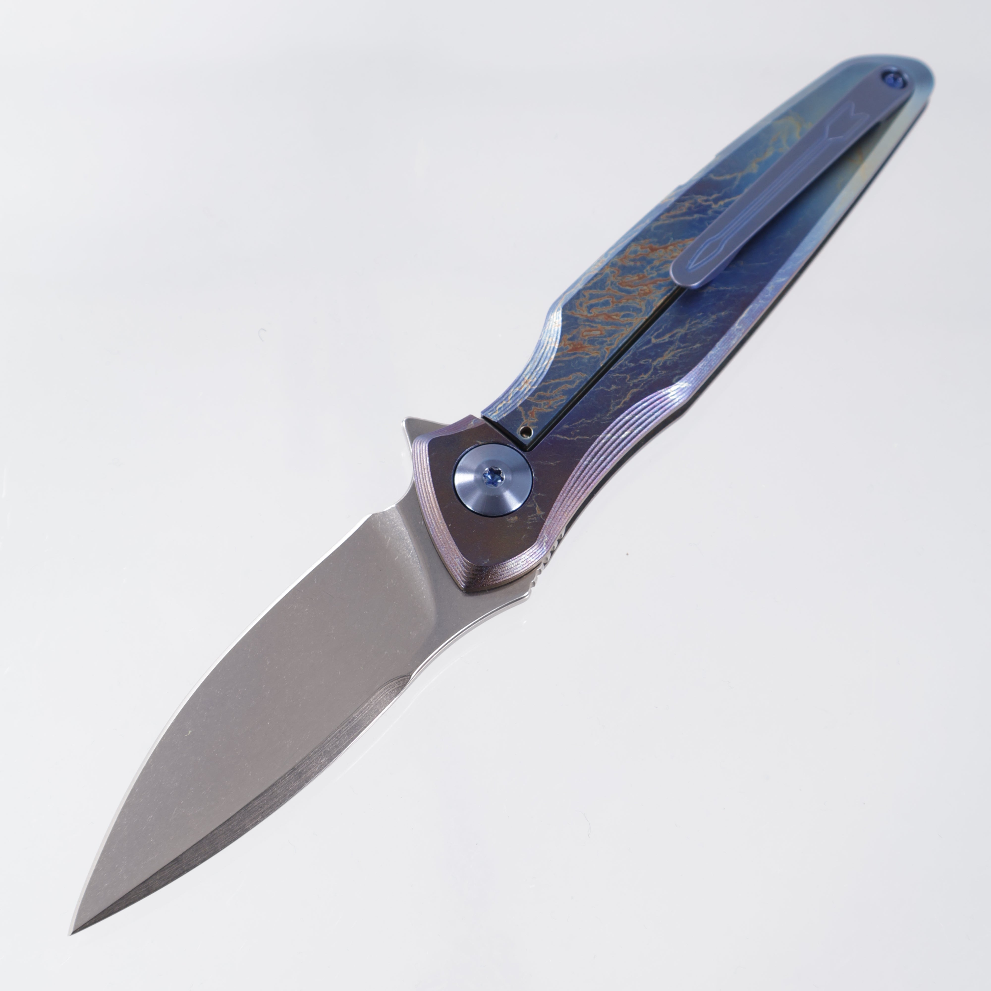 Spartan Blades Pandia Flipper - Stormwatch Edition - Lightning Ano w/ Blue Hardware - Stonewash Magnacut - BR-OP Exclusive