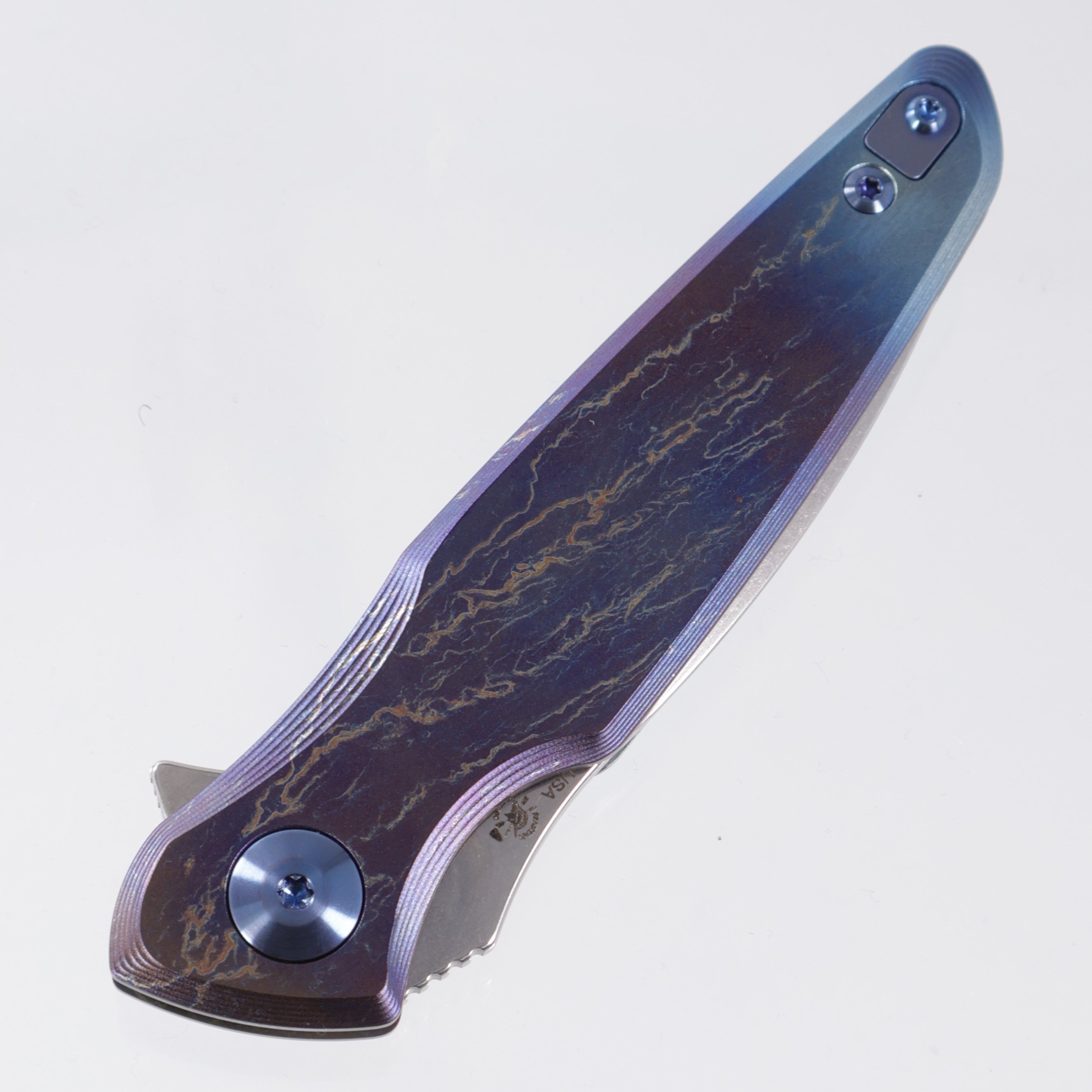 Spartan Blades Pandia Flipper - Stormwatch Edition - Lightning Ano w/ Blue Hardware - Stonewash Magnacut - BR-OP Exclusive