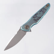 Spartan Blades Pandia Flipper - Ronin Five Rings - Fire Edition - Green/Bronze Ano w/ Bronze Hardware - Stonewash Magnacut