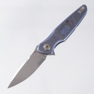 Spartan Blades Pandia Flipper - Ronin Five Rings - Water Edition - Blue/Bronze Ano w/ Silver Hardware - Stonewash Magnacut