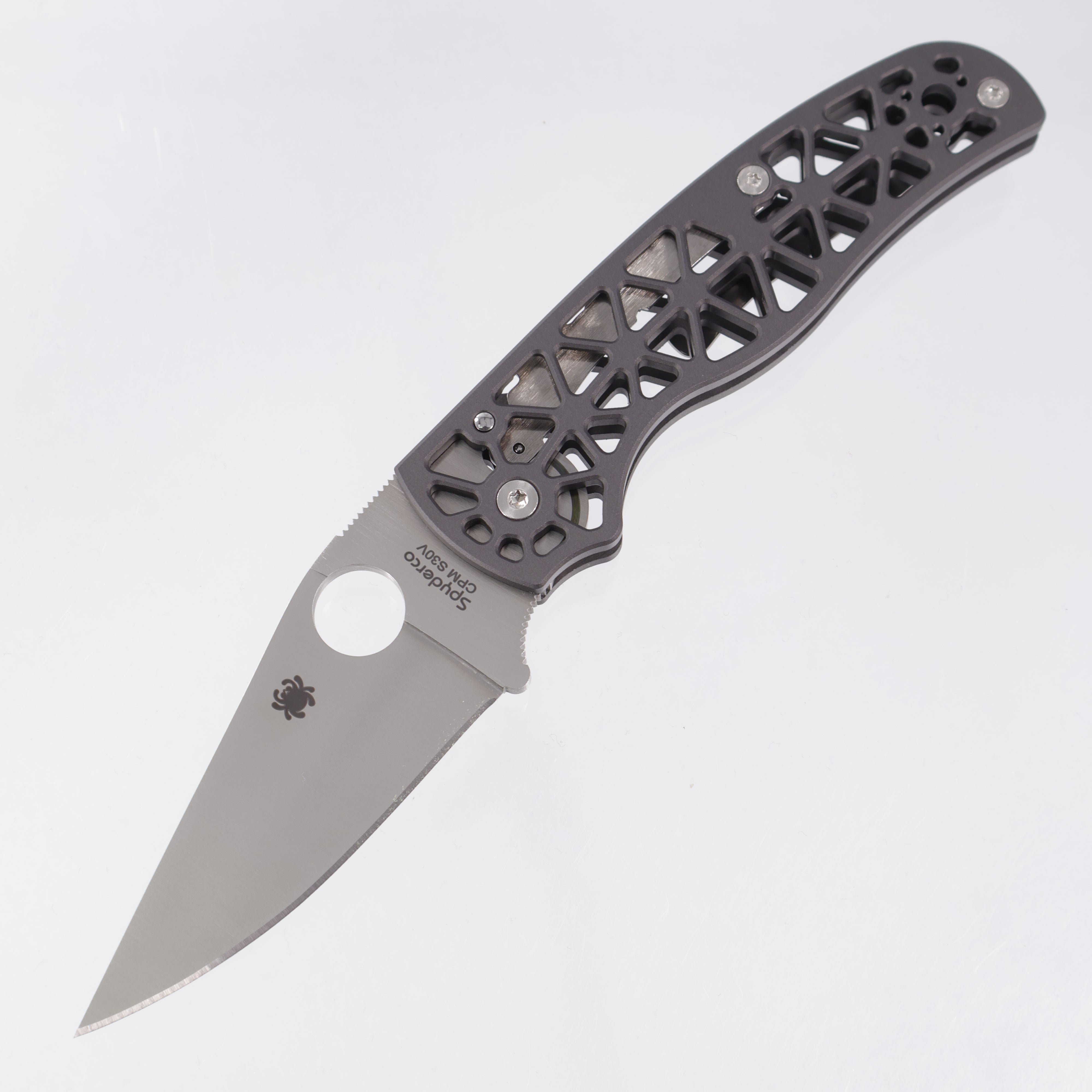 Spyderco Edgerati - Gray Skeletonized Aluminum - Satin S30V - C266ALP