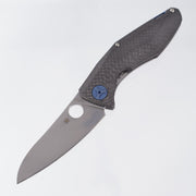 Spyderco Drunken - Carbon Fiber Scale w/ Titanium Lockside & Blue Ti Hardware - Stonewash S90V - C235CFTIP