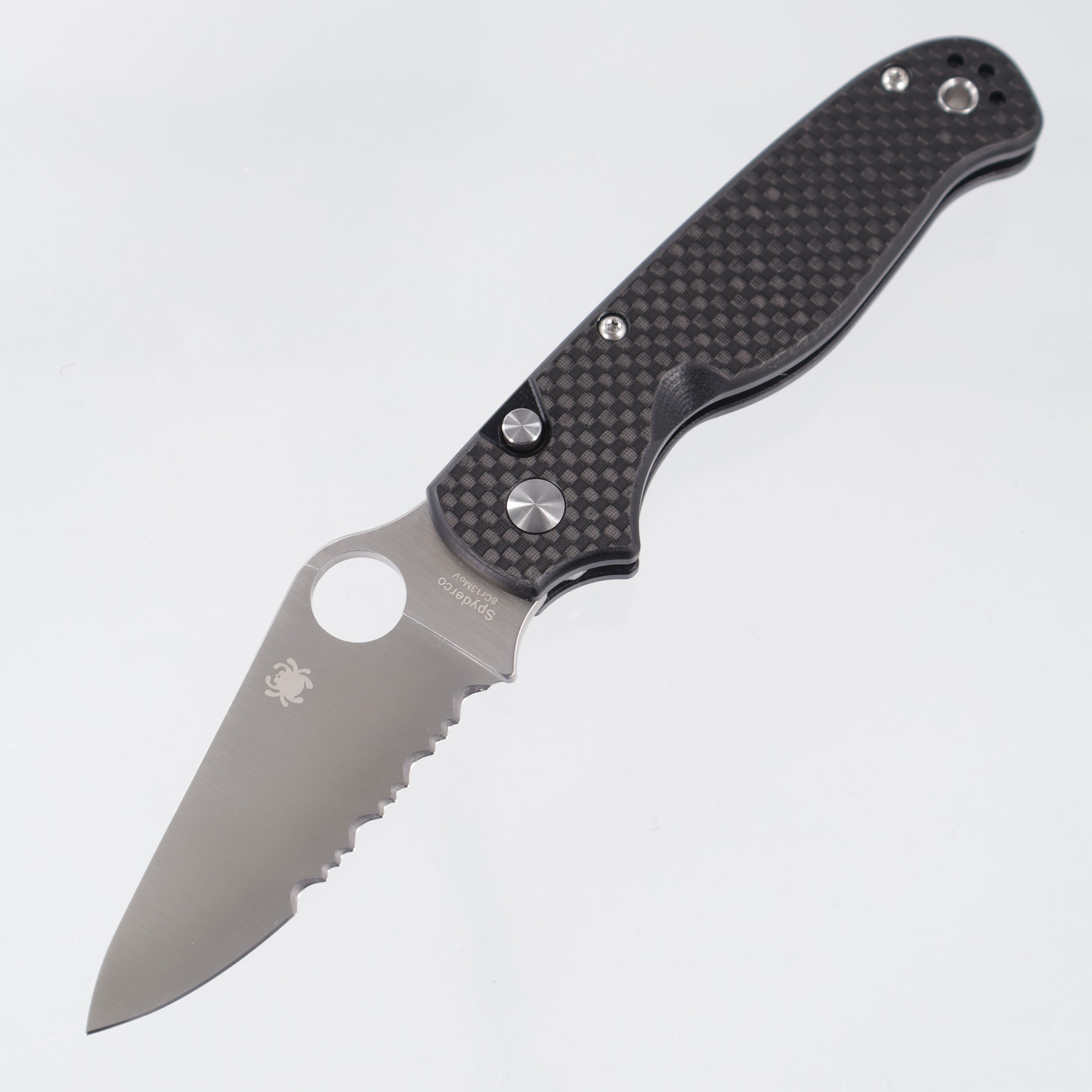 Spyderco Button Up - Carbon Fiber / G10 Laminate - Satin Partial Serrate 8Cr13MoV - C275CFPS