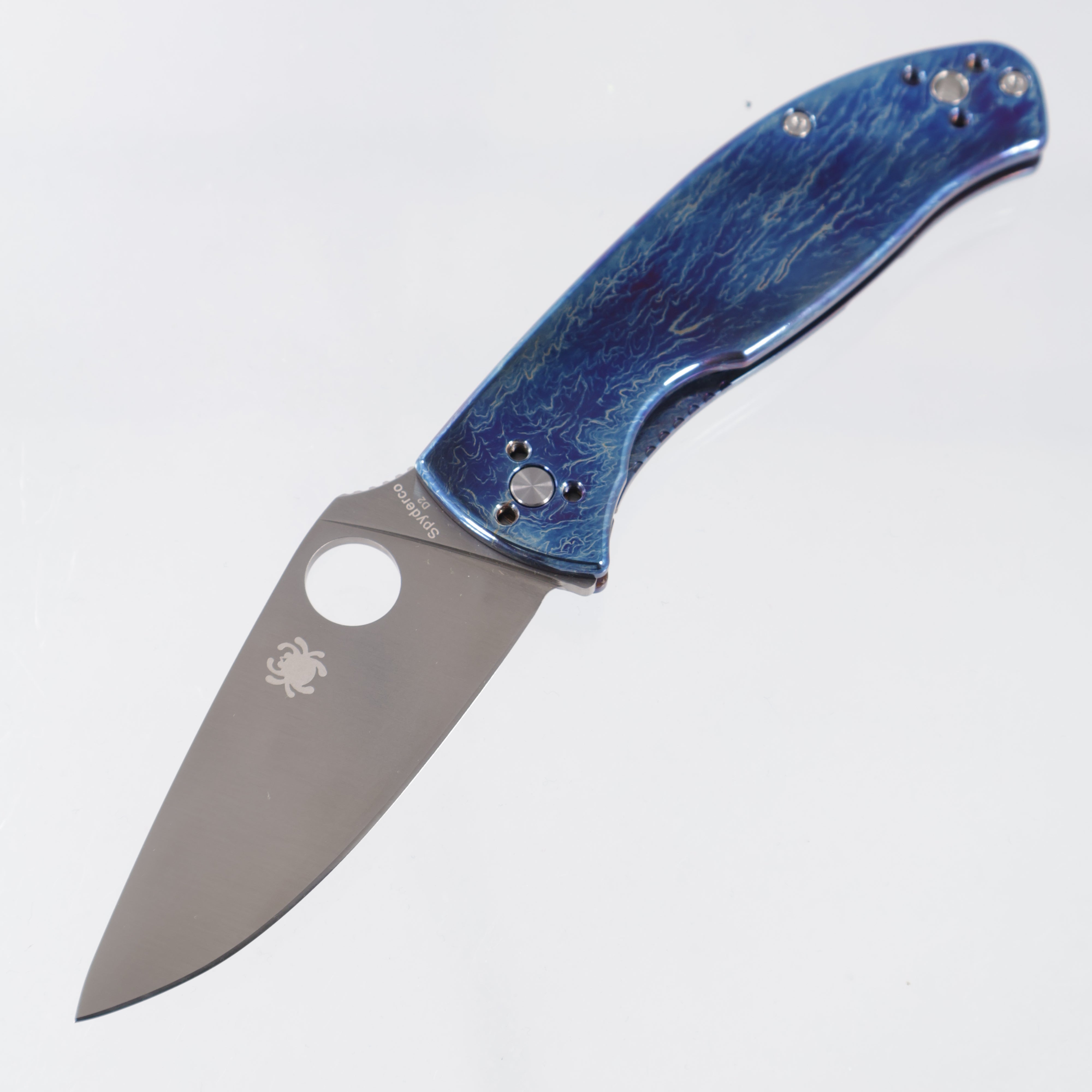Spyderco Tenacious Frame Lock - Disarray Finish Titanium - Satin D2 - C122TIBLD2P