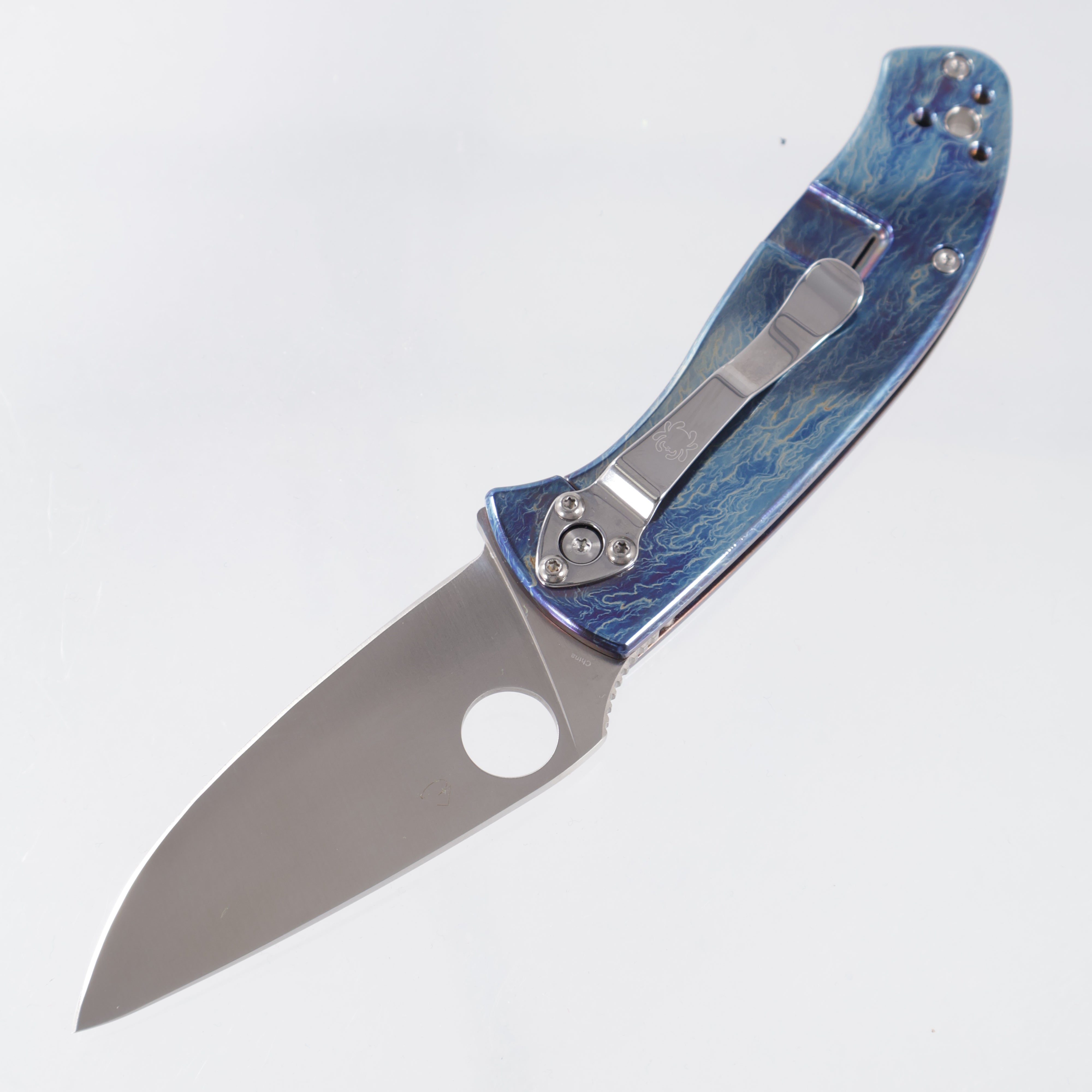 Spyderco Tenacious Frame Lock - Disarray Finish Titanium - Satin D2 - C122TIBLD2P