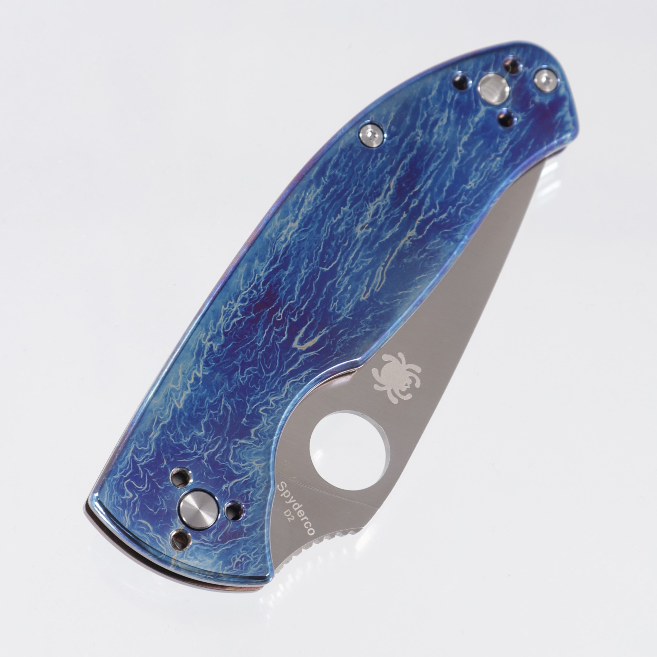 Spyderco Tenacious Frame Lock - Disarray Finish Titanium - Satin D2 - C122TIBLD2P