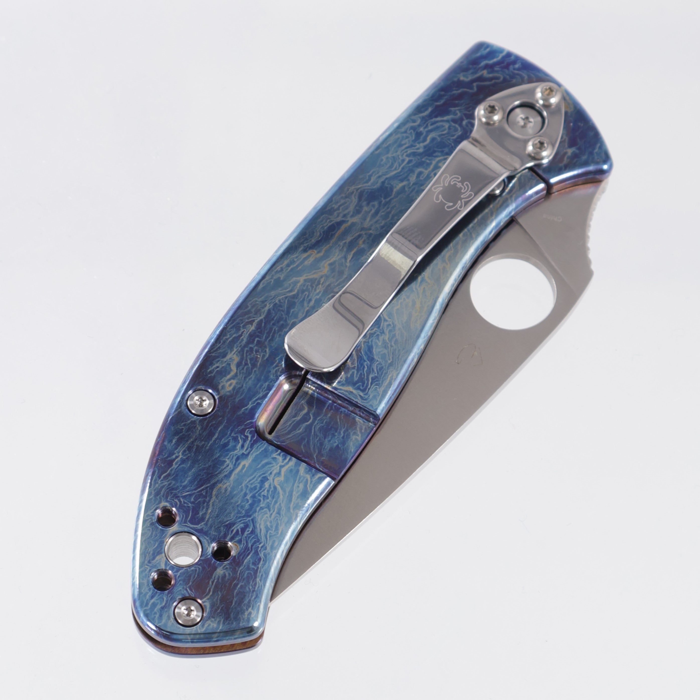 Spyderco Tenacious Frame Lock - Disarray Finish Titanium - Satin D2 - C122TIBLD2P