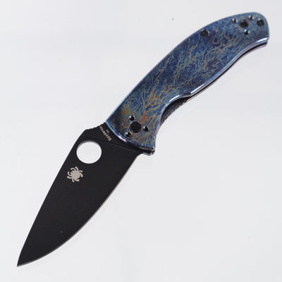 Spyderco Tenacious Frame Lock - Disarray Finish Titanium - Black Oxide D2 - C122TIBLBKD2P
