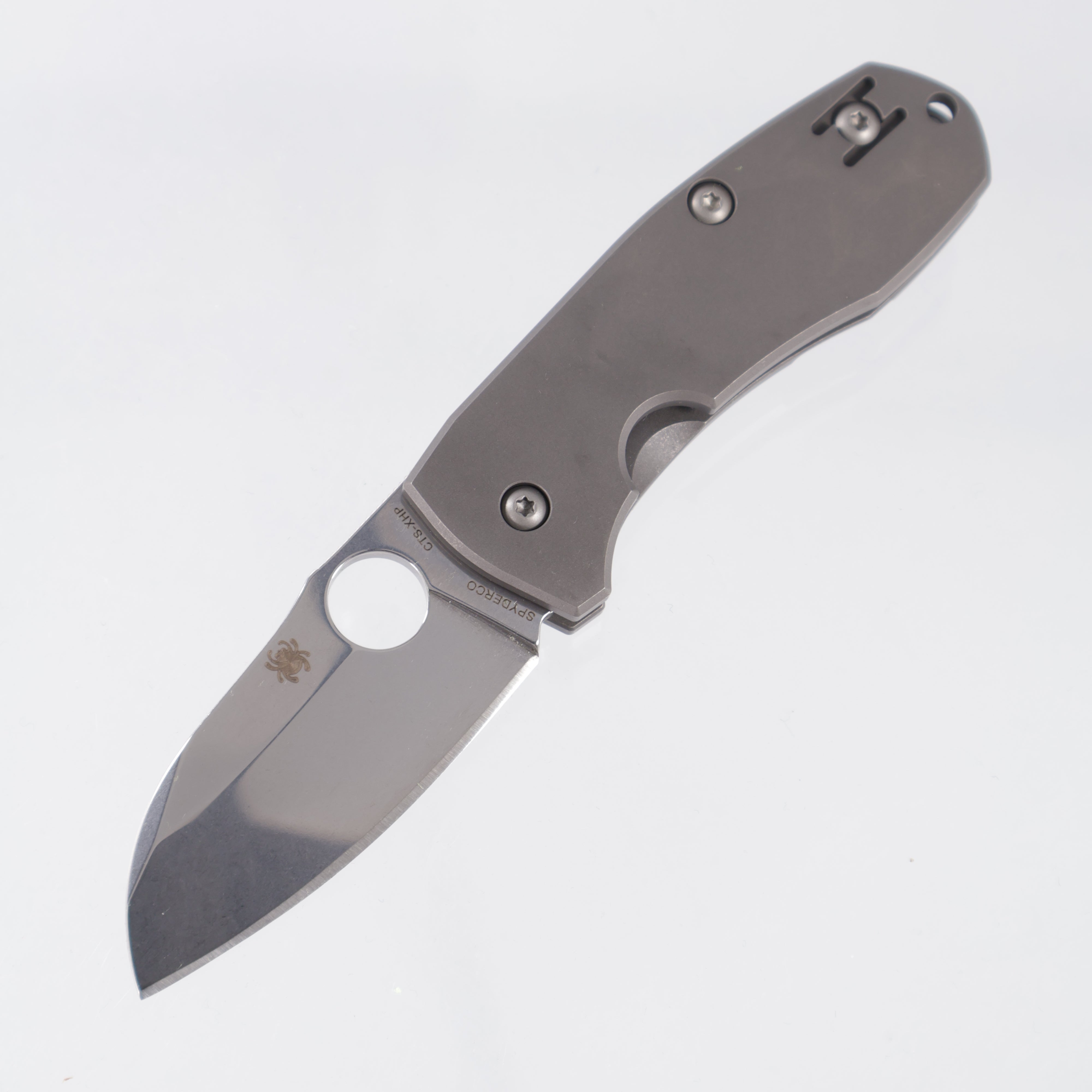 Spyderco Techno 2 - Stonewash Titanium - Mirror Stonewash CTS-XHP - C158TIP2