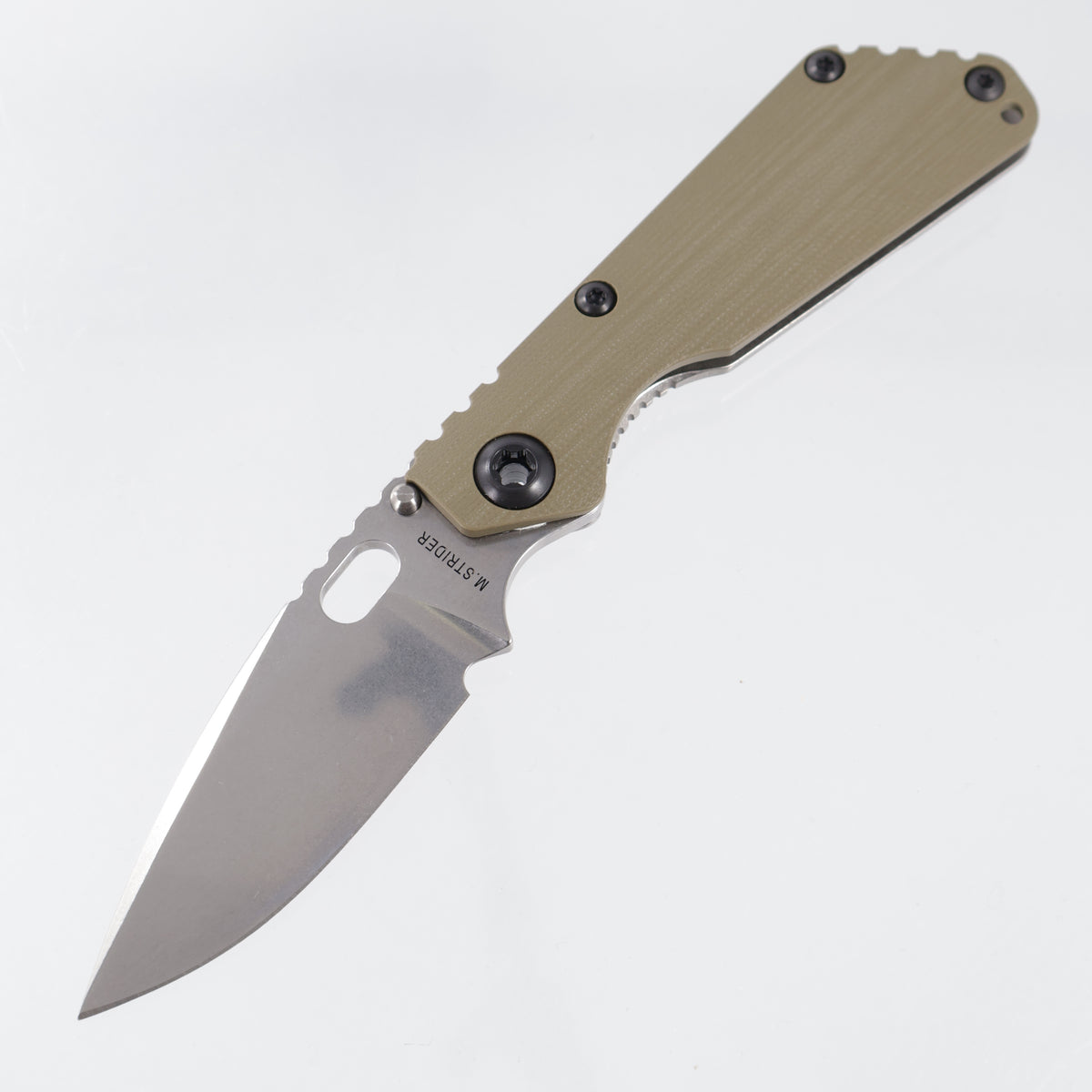 Strider SnG Spear Point - OD Green Contoured G10 w/ Stonewash Titanium Lockside & Black Hardware - Stonewash Magnacut