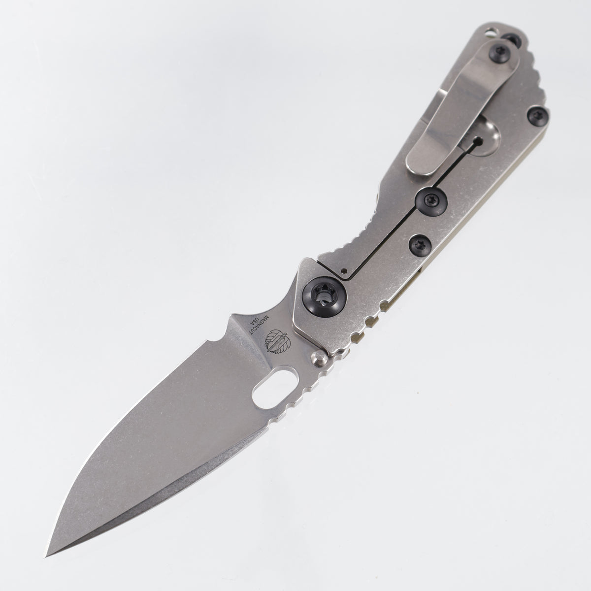 Strider SnG Spear Point - OD Green Contoured G10 w/ Stonewash Titanium Lockside & Black Hardware - Stonewash Magnacut