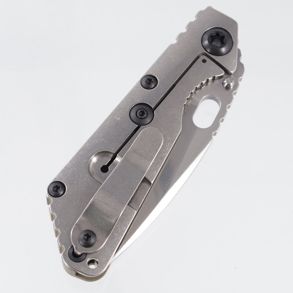 Strider SnG Spear Point - OD Green Contoured G10 w/ Stonewash Titanium Lockside & Black Hardware - Stonewash Magnacut