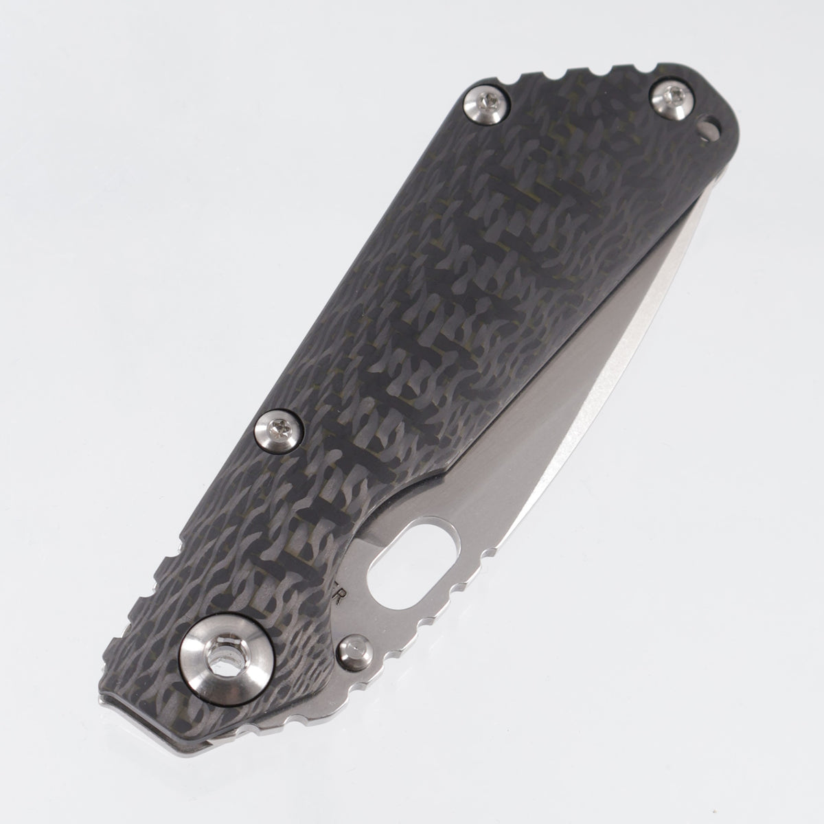 Strider SnG Spear Point - Contoured Carbon Fiber w/ Stonewash Titanium Lockside & Satin Hardware - Stonewash S30V