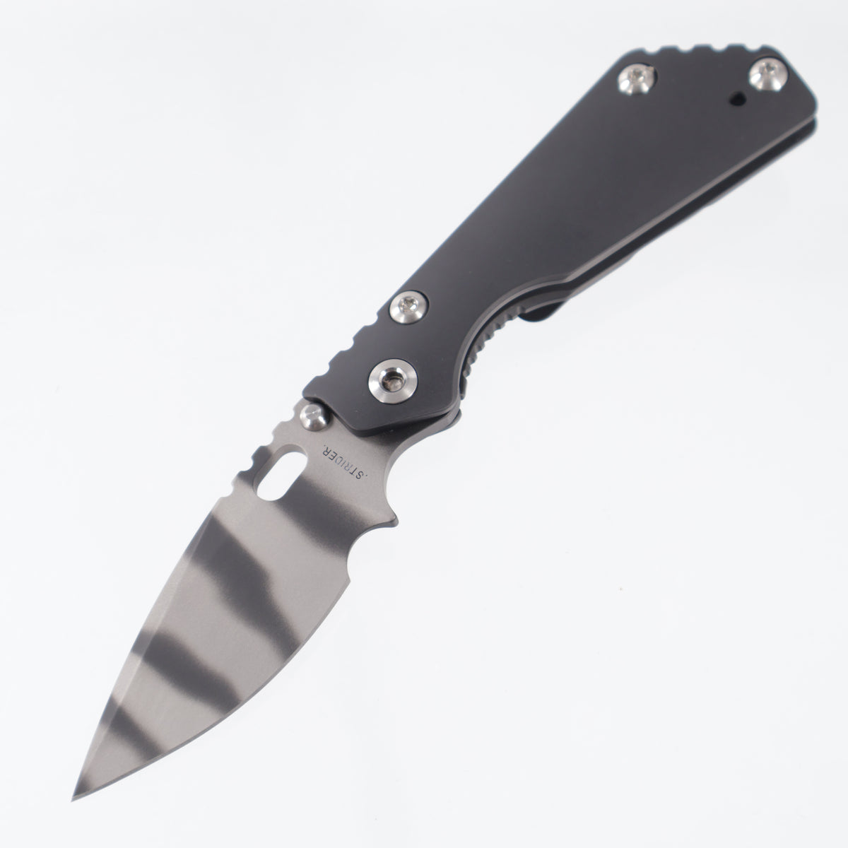 Strider PT Spear Point - Full Black PVD Contoured Titanium w/ Satin Hardware - Ghost Stripe 20CV