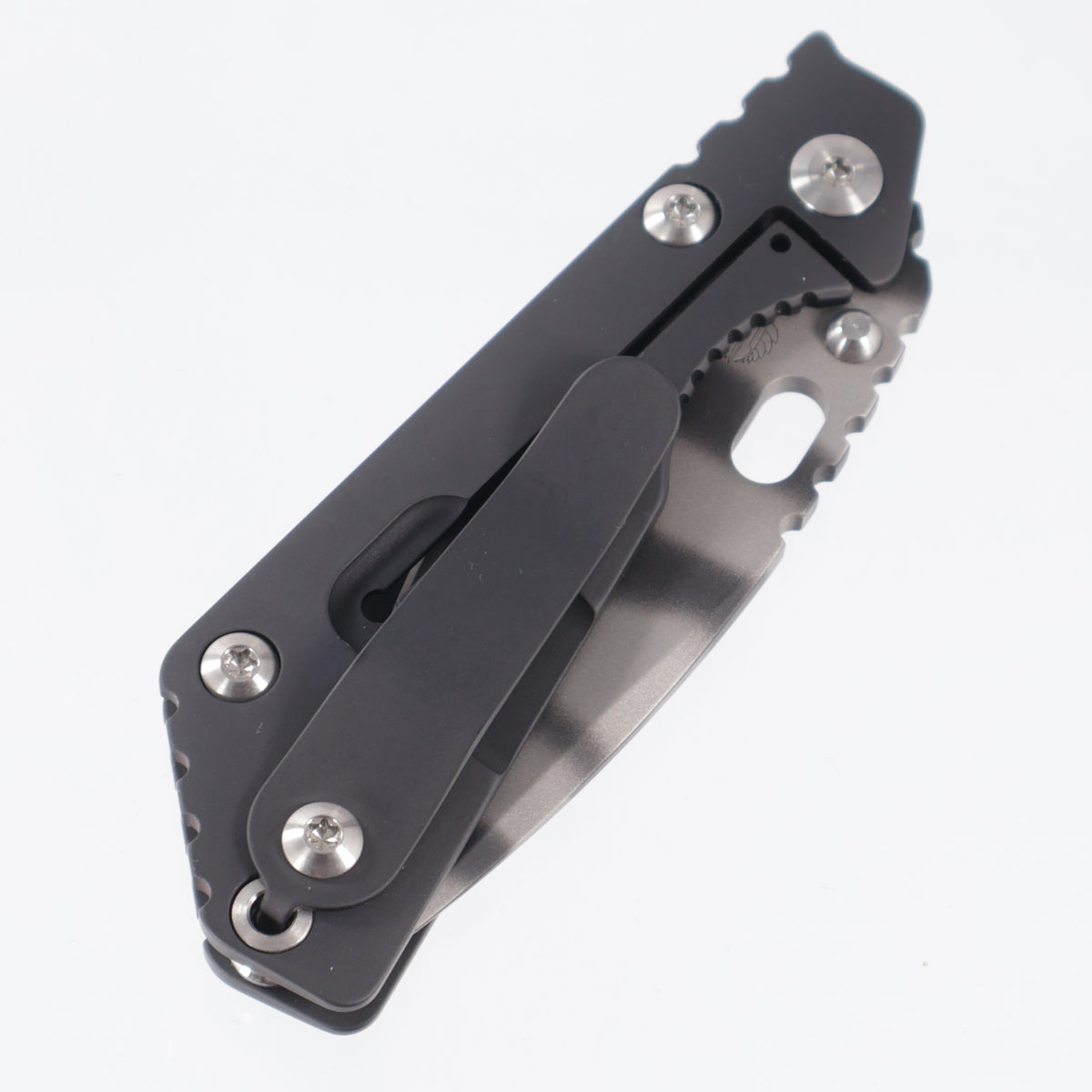 Strider PT Spear Point - Full Black PVD Contoured Titanium w/ Satin Hardware - Ghost Stripe 20CV