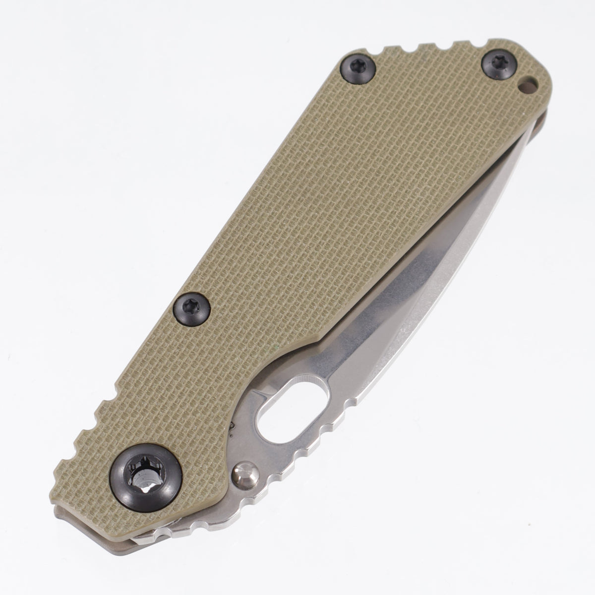 Strider SnG Lego Spear Point - OD Green G10 w/ Flamed Stripe Titanium Lockside & Black Hardware - Stonewash Magnacut